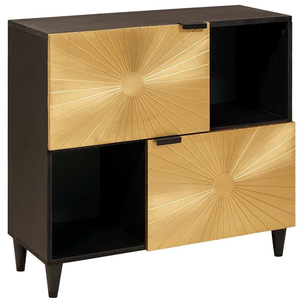 vidaXL Beistellschrank Seitenschrank mit Regal Schwarz und Gold 80 x 33,5 x 75 cm (1-St)