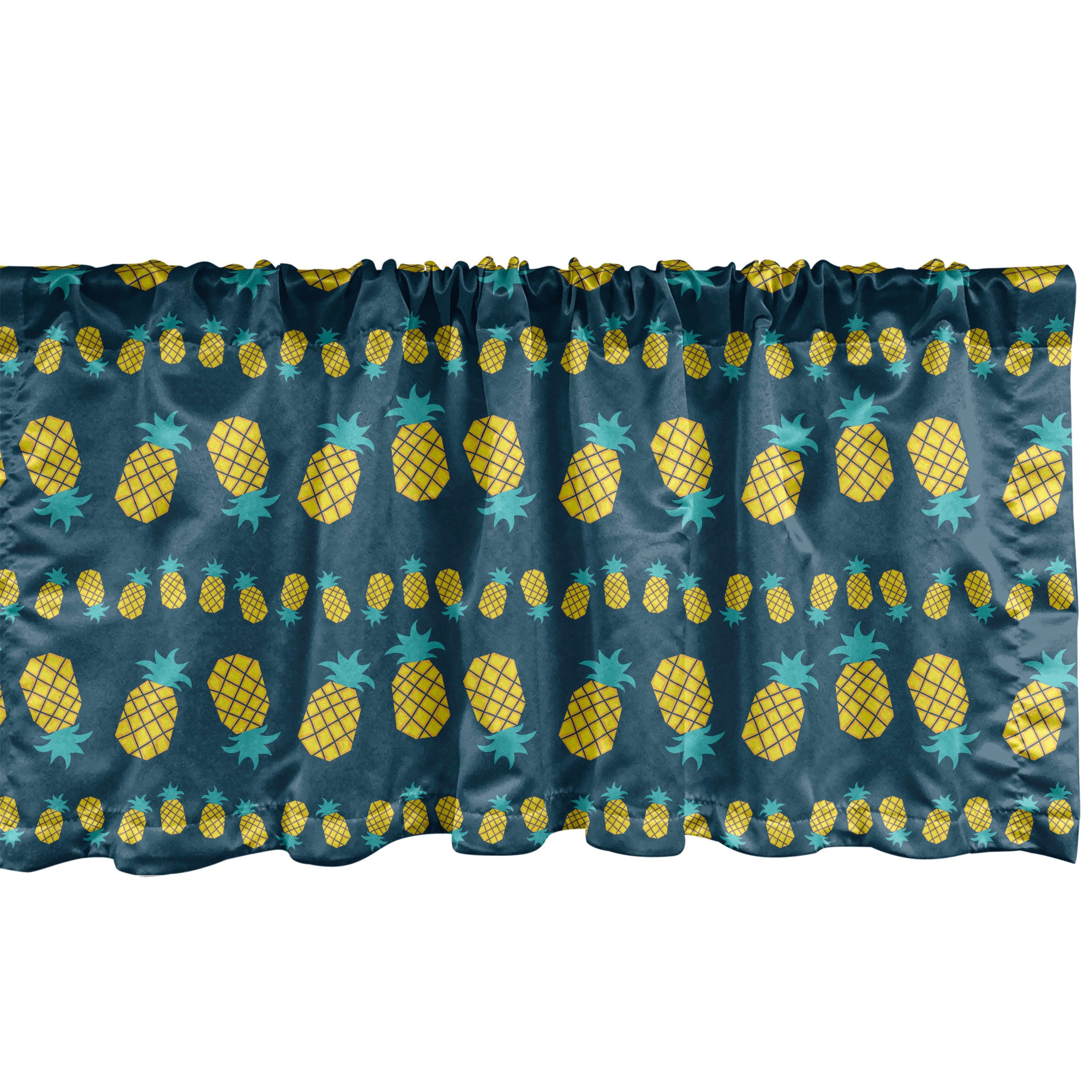 Scheibengardine Vorhang Volant für Küche Schlafzimmer Dekor mit Stangentasche, Abakuhaus, Microfaser, Hipster Ananas in Flat Style