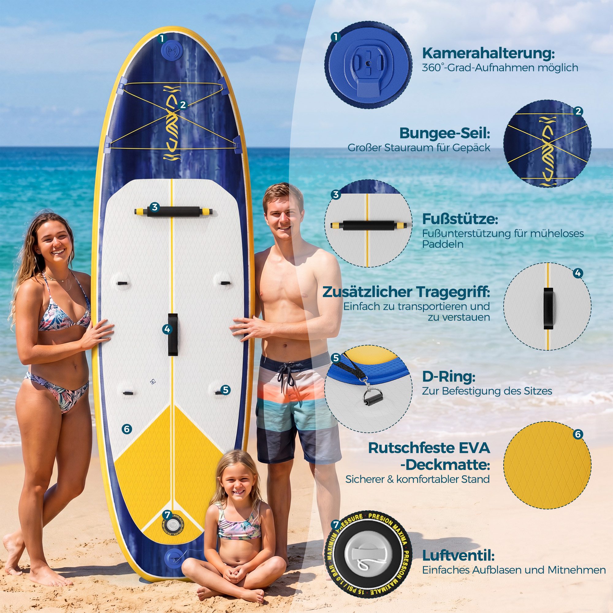 HOMALL Inflatable SUP-Board Aufblasbares Stand Up Paddle Board mit Halter, Sitz und Fußband, 320cm SUP-Board Set mit Action-Cam Halterung, Bis 130kg