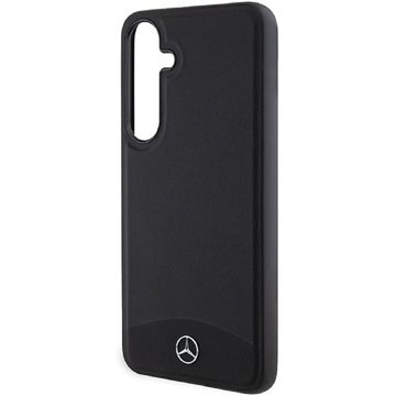 Mercedes Benz Handyhülle Case Galaxy S24 Echtleder geriffelt MagSafe schwarz Logo 6,2 Zoll, Kantenschutz