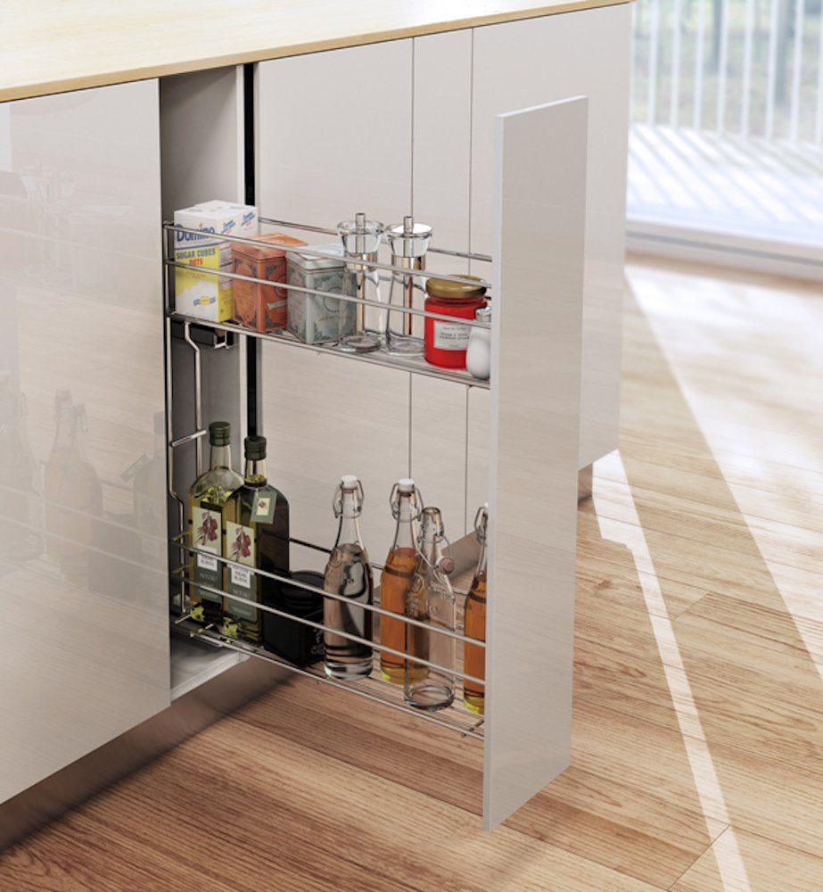 Feldmann-Wohnen Unterschrank Platinium (Platinium, 1-St) Front-, Korpusfarbe & Ausführung wählbar 1-türig 2 Metallkörbe