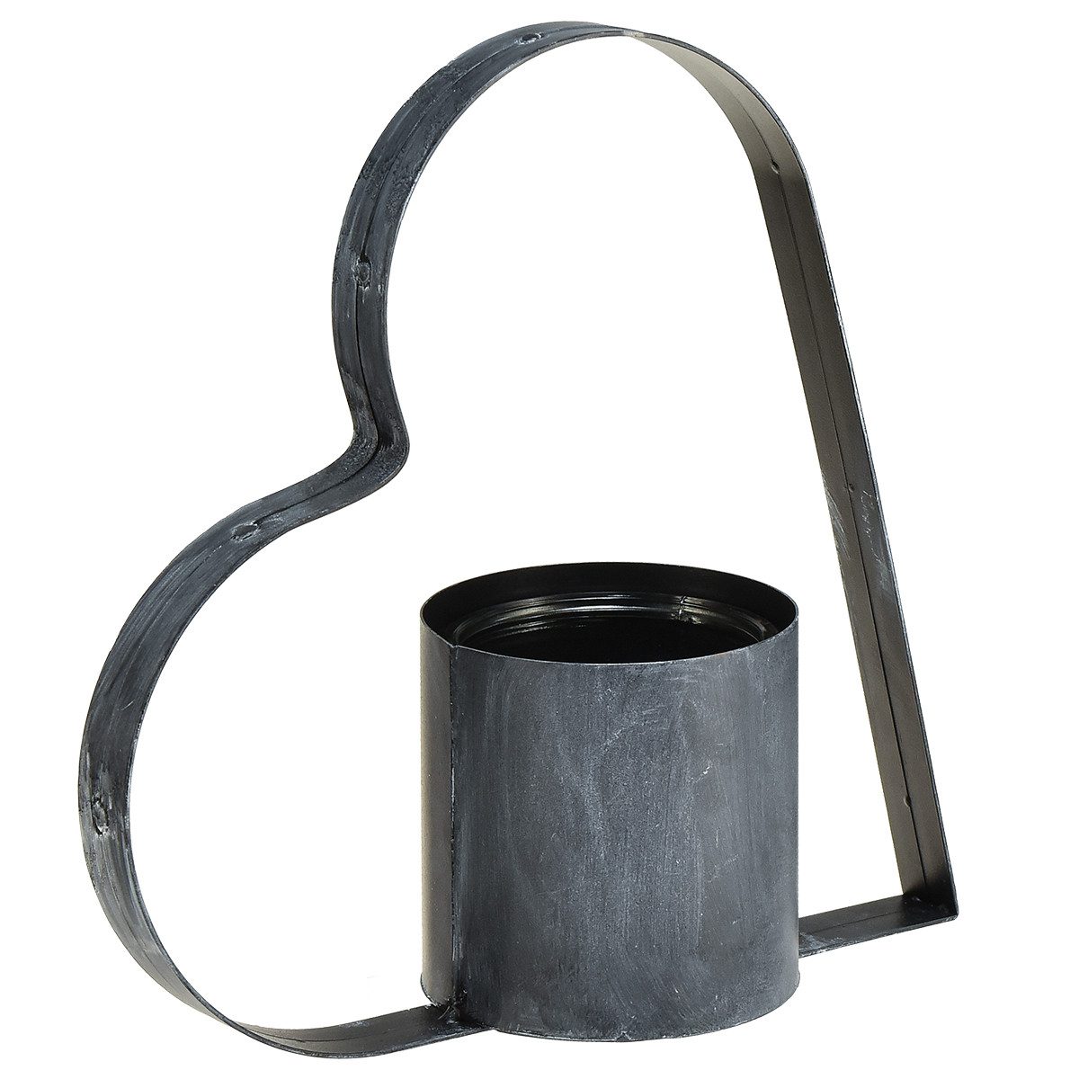 Florists Products Gartenfigur Antik-graue Herz Metallhalterung mit Glasbehälter