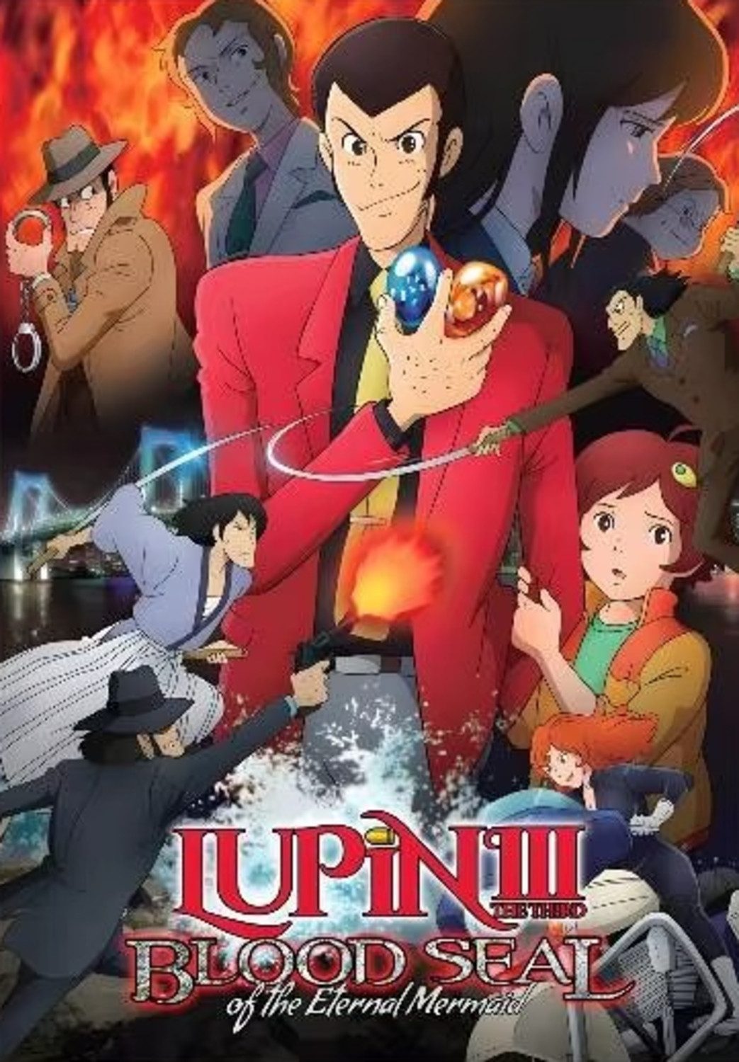 TPFLiving Kunstdruck OHNE RAHMEN, Lupin the Third Poster (Leinwandbild XXL), Farben: Farben: blau, rot, grünGröße: 15x20cm
