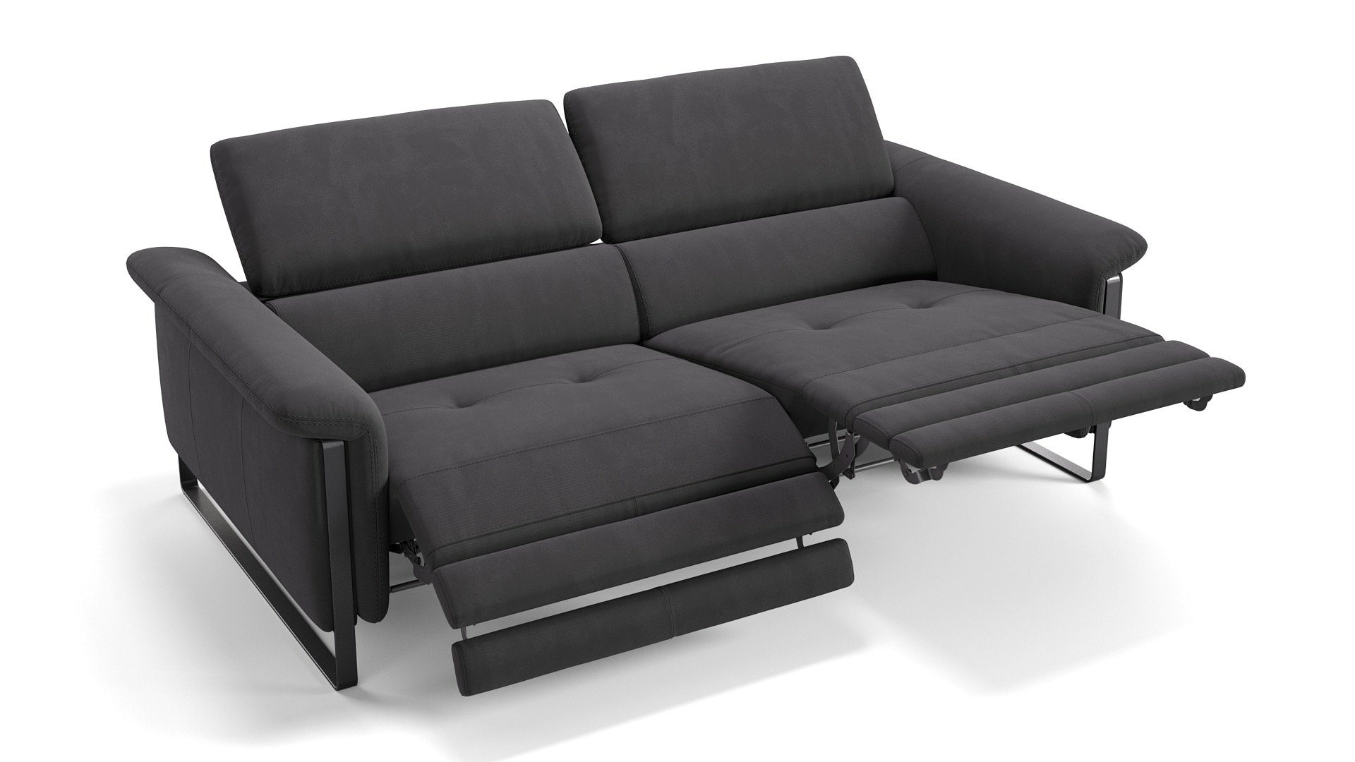 Sofanella 2-Sitzer Sofanella 2-Sitzer Palma Funktionssofa Stoff Couch in Schwarz