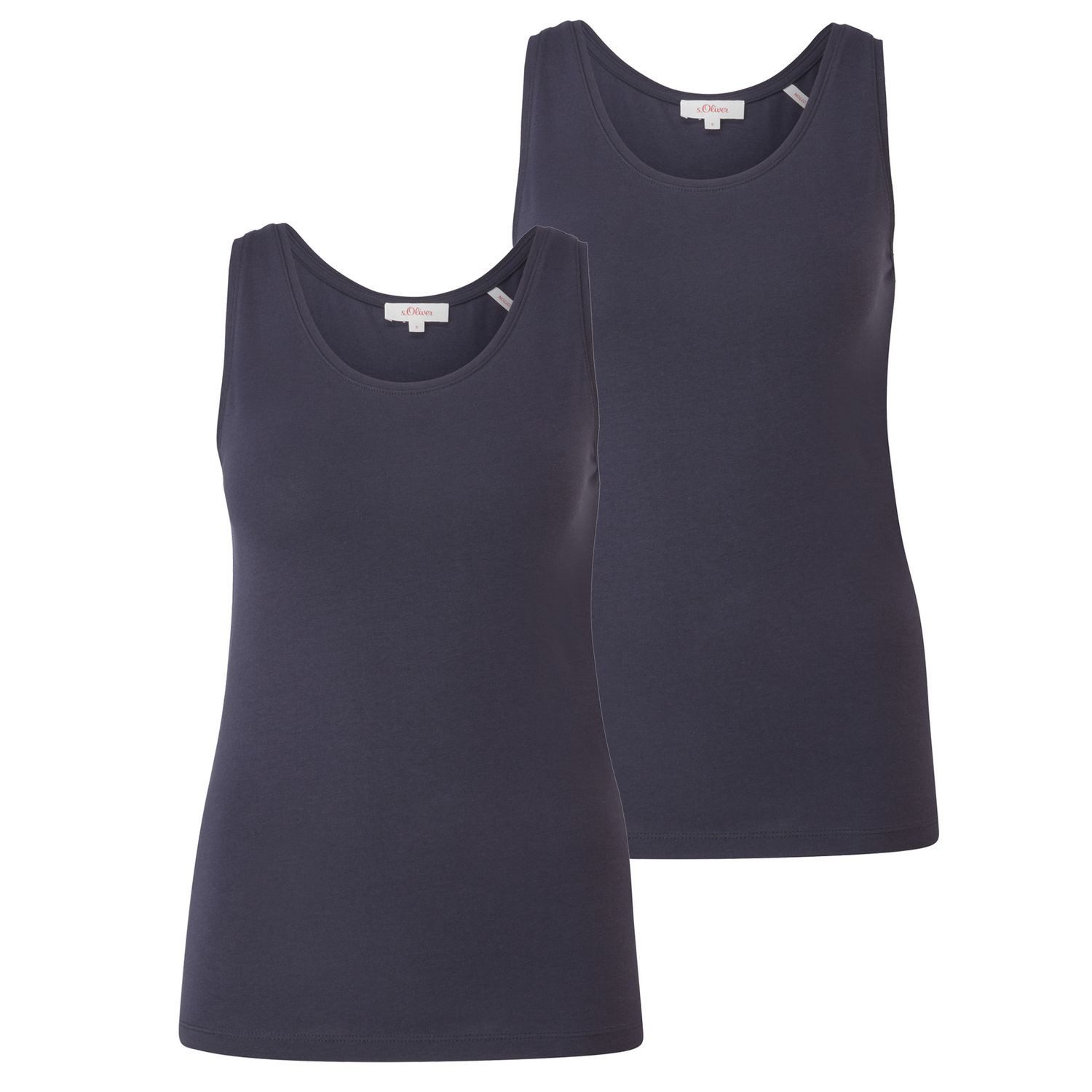 s.Oliver T-Shirt Basic-Top (2-tlg., Set) runder Ausschnitt, breite Träger, Slim Fit, im 2er Pack