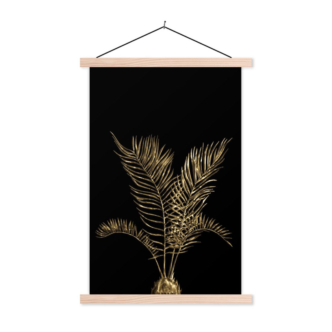 Poster Blätter - Schwarz - Gold