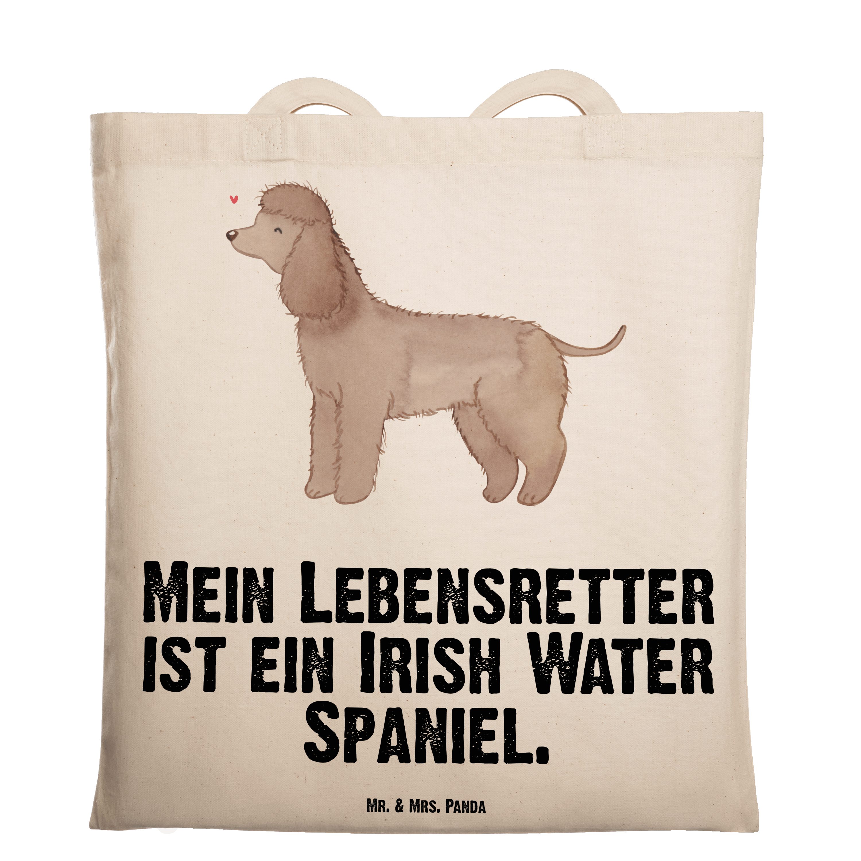 Mr. & Mrs. Panda Tragetasche Irish Water Spaniel Lebensretter - Transparent - Geschenk, Einkaufsta (1-tlg)