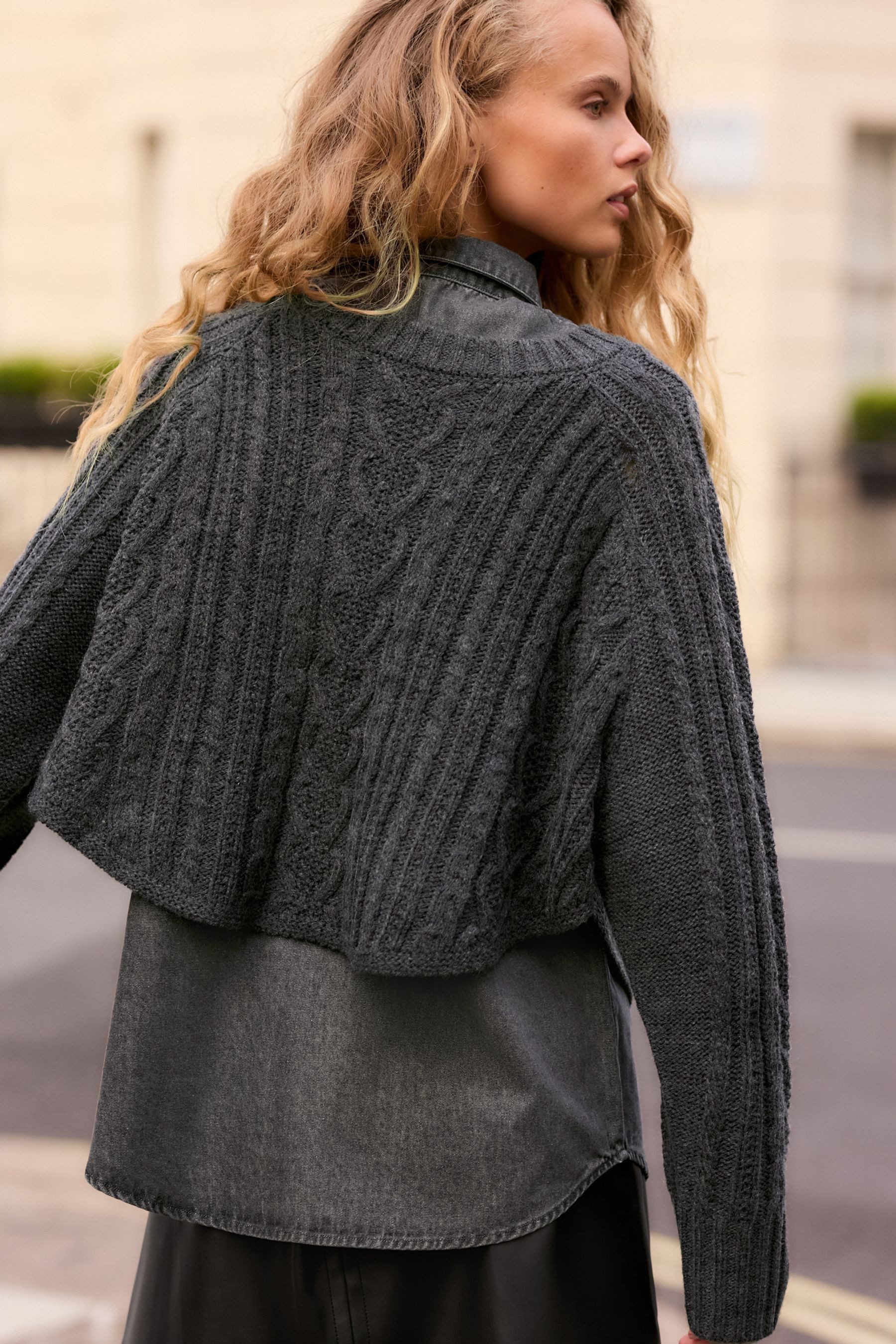 Next 2-in-1-Pullover Jeanshemd und gestrickter Pullover günstig online kaufen