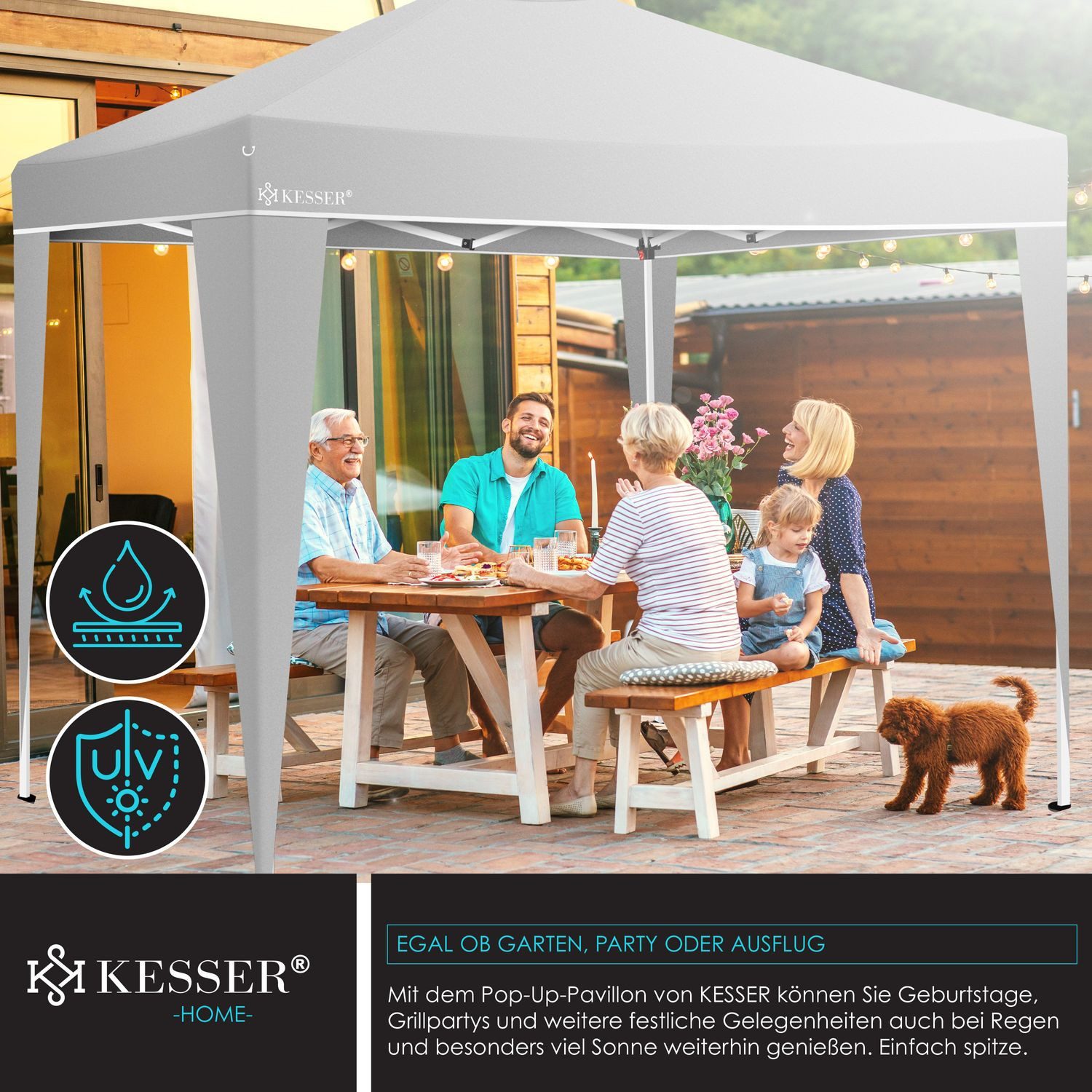 KESSER Pavillon, Pavillon 3x3m wasserdicht inkl. Tasche Pop-Up Klicksys