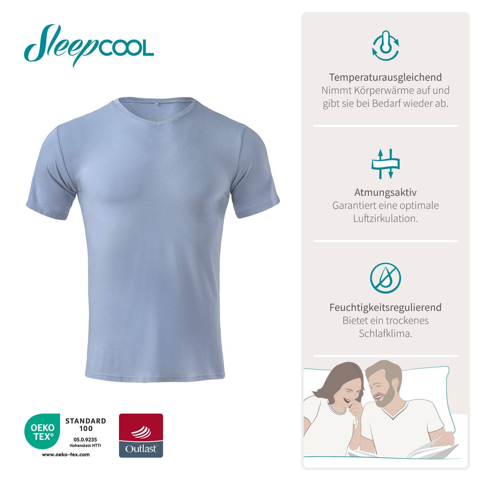 SleepCOOL Funktionsshirt Herrenshirt mit Outlast-Technologie - Kühlend, atmungsaktiv