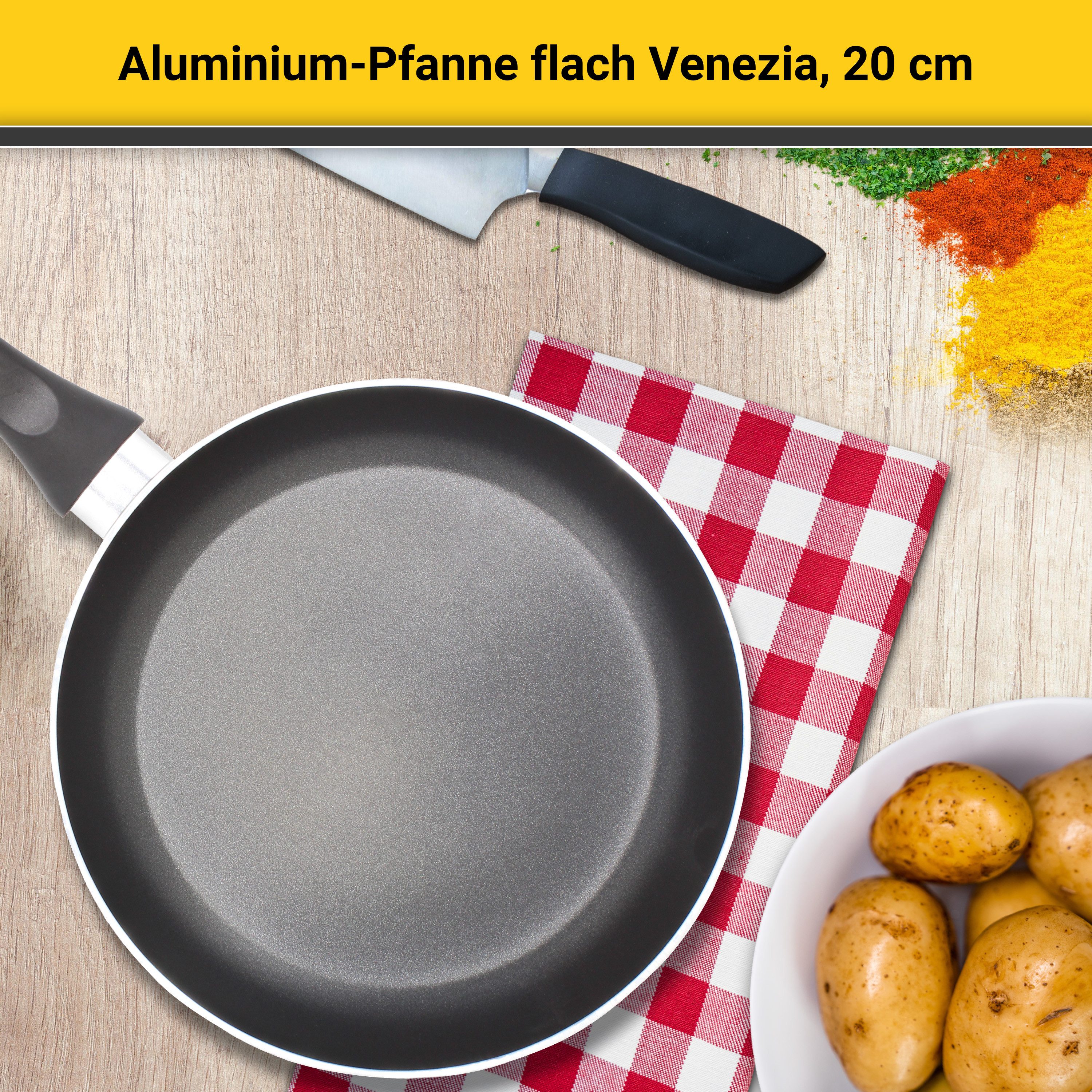 Krüger Bratpfanne Aluminium Pfanne flach Venezia, Aluminium (1-tlg), für Induktions-Kochfelder geeignet