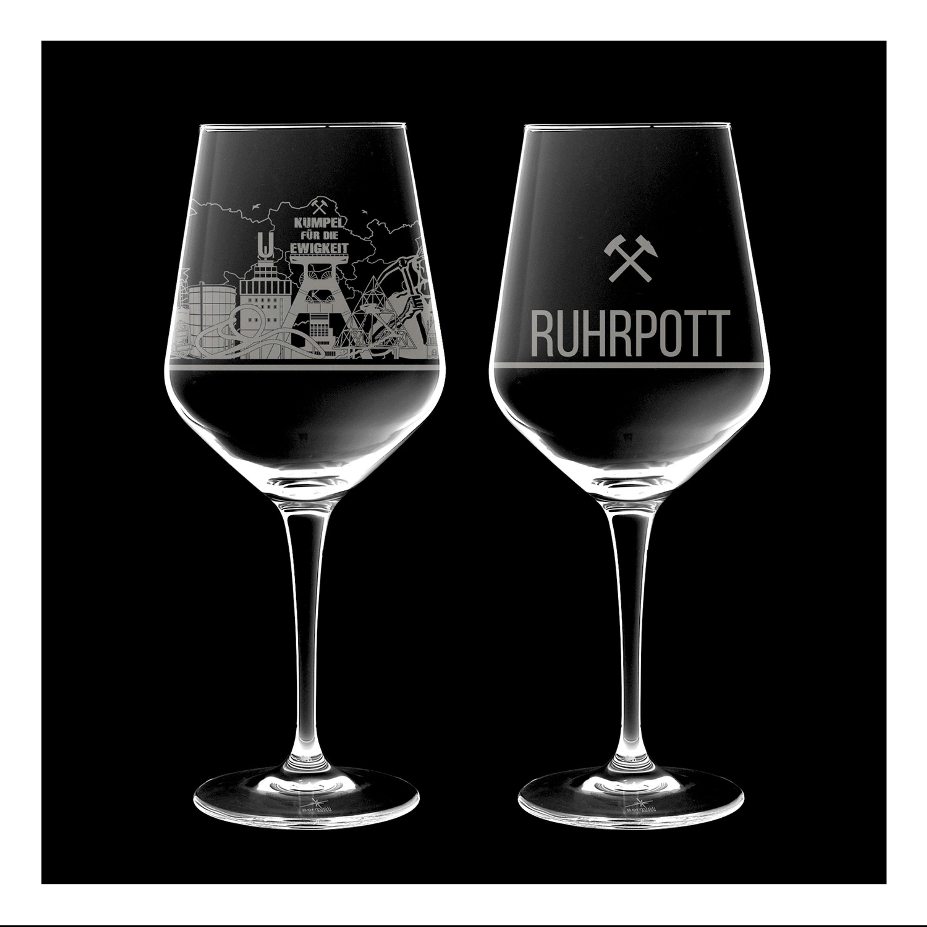 3forCologne Weinglas I LOVE Ruhrpott Weingläser 2er Set Weinglas mit Gravur der Ruhrpott-Skyline Souvenir Deutschland Geschenkidee Muttertag, Vatertag, Geburtstag Geschenkbox MADE IN GERMANY