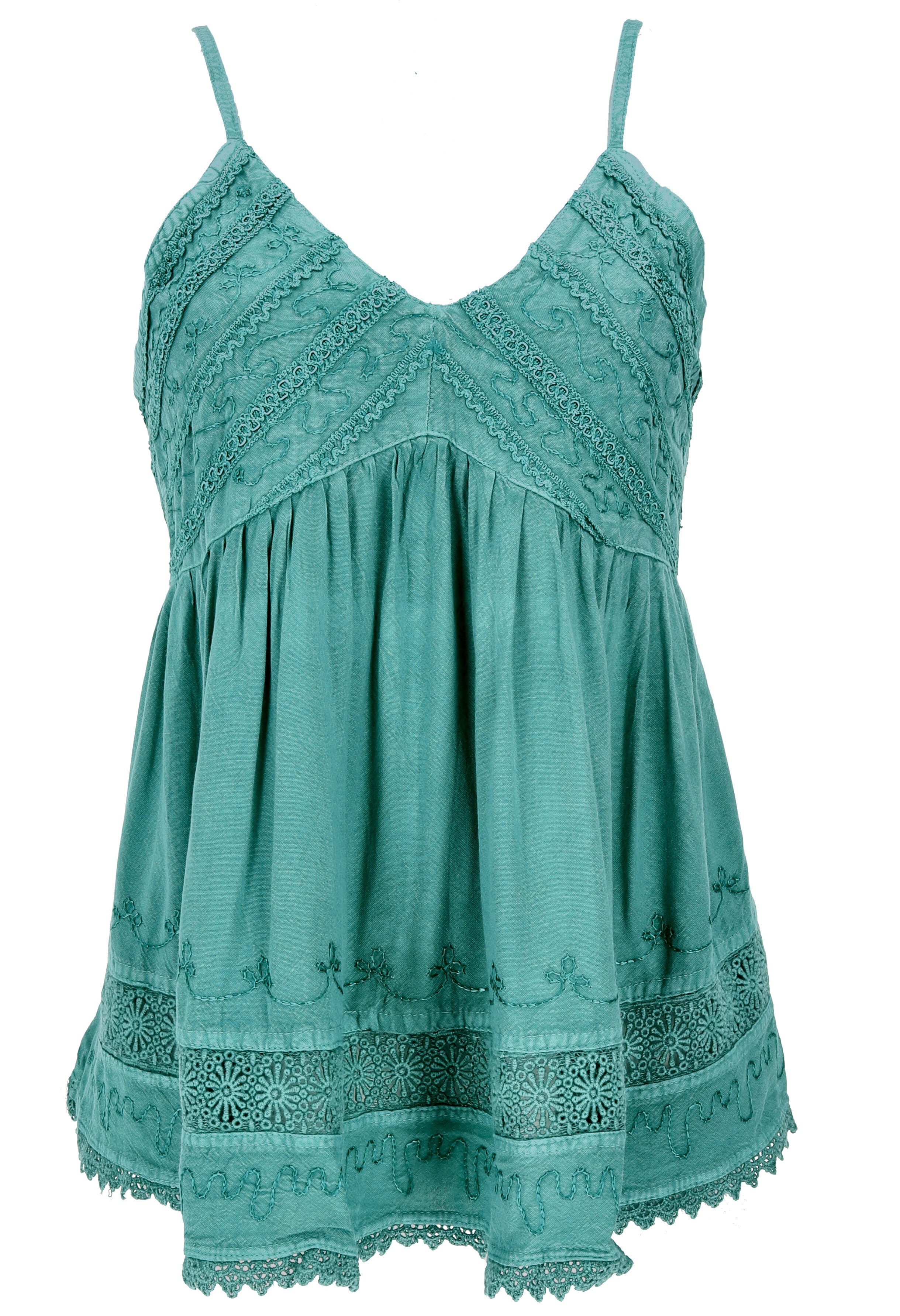 Guru-Shop T-Shirt Besticktes Top Boho chic, lockeres Sommertop -.. Festival, Ethno Style, alternative Bekleidung