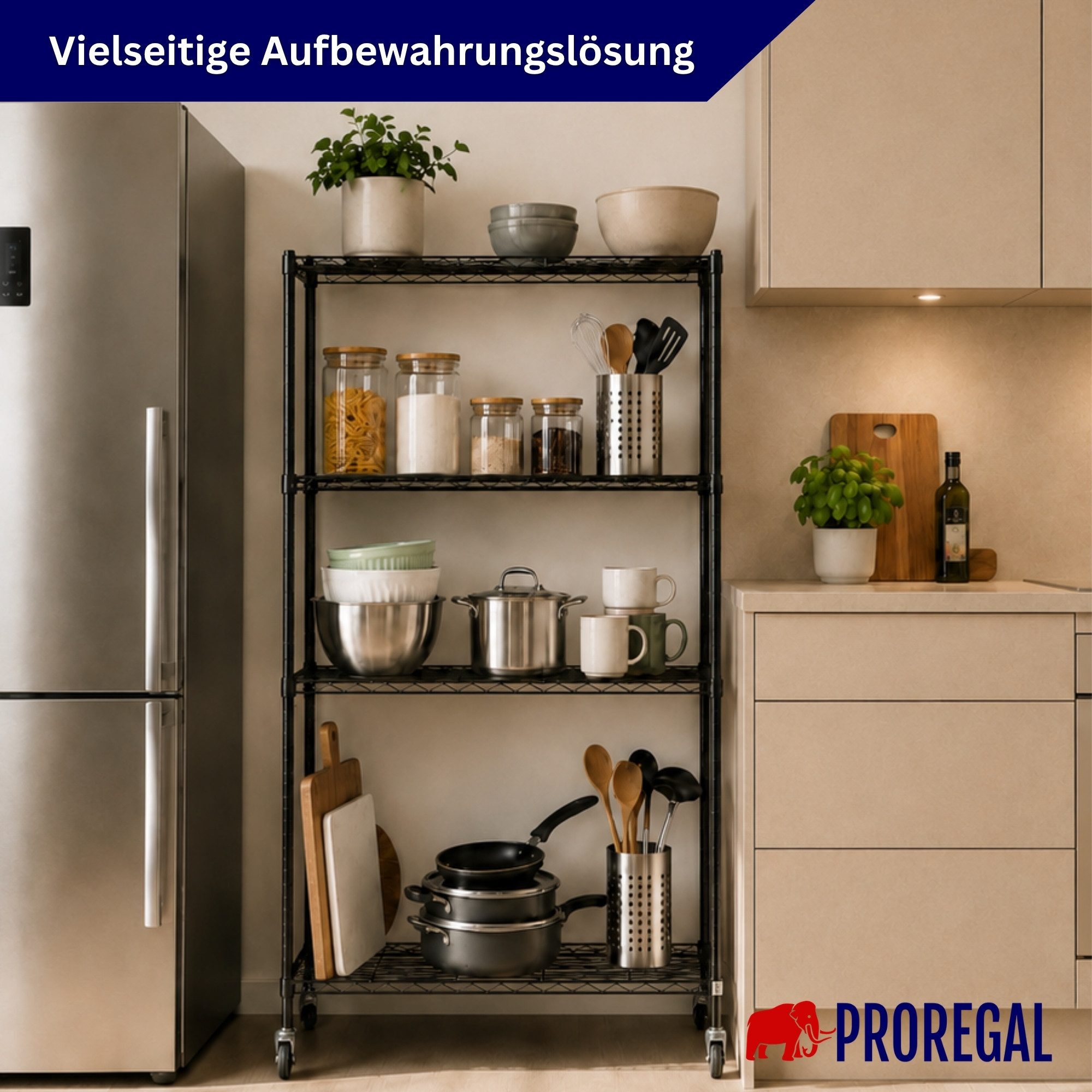 PROREGAL® Standregal Gitterregal HADES mit Rollen – Bild 3 von 5