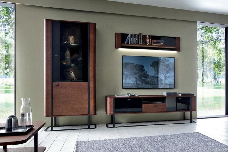 Wohnwand Luxuriöses Modern Set TV-Lowboard Wohnzimmer Vitrine Designer