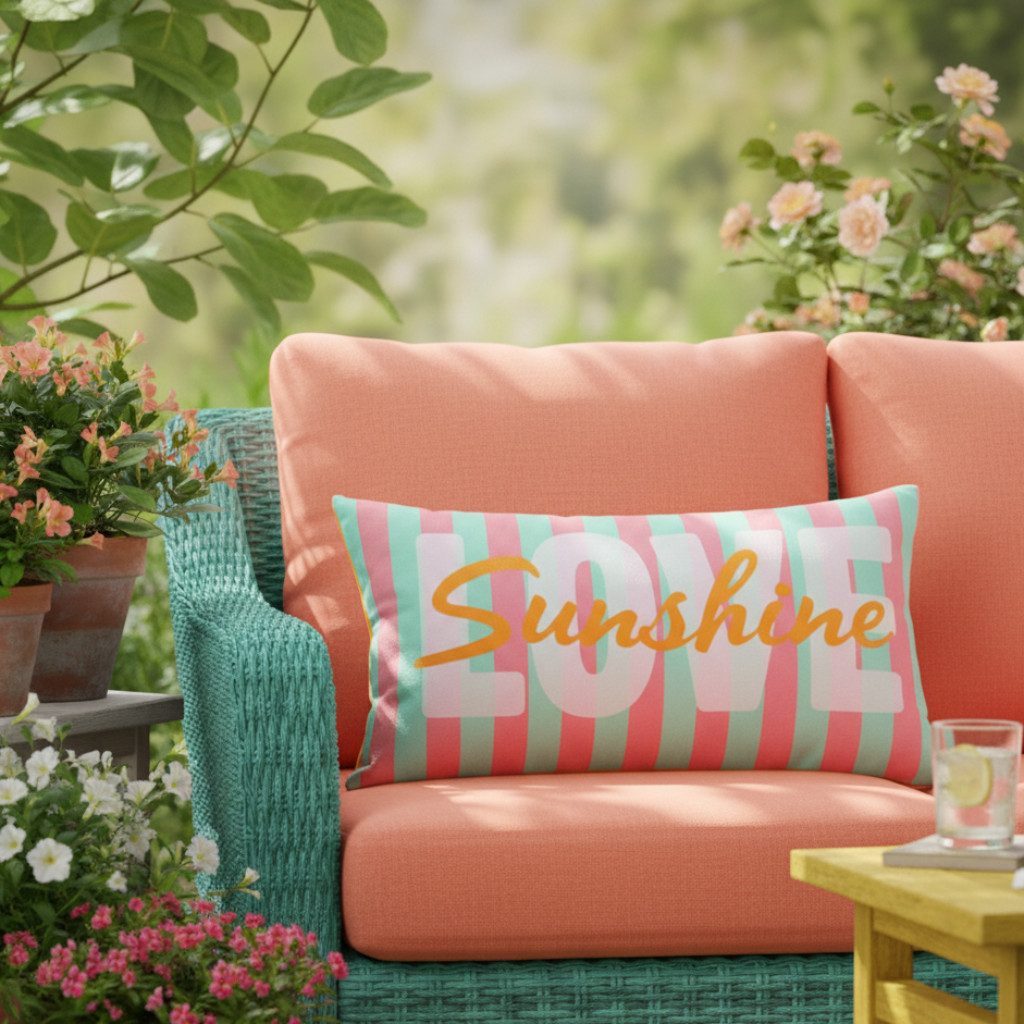 BOLTZE Dekokissen Kissen Sunshine 50x30 Bunt LOVE Design Indoor Outdoor Baumwolle
