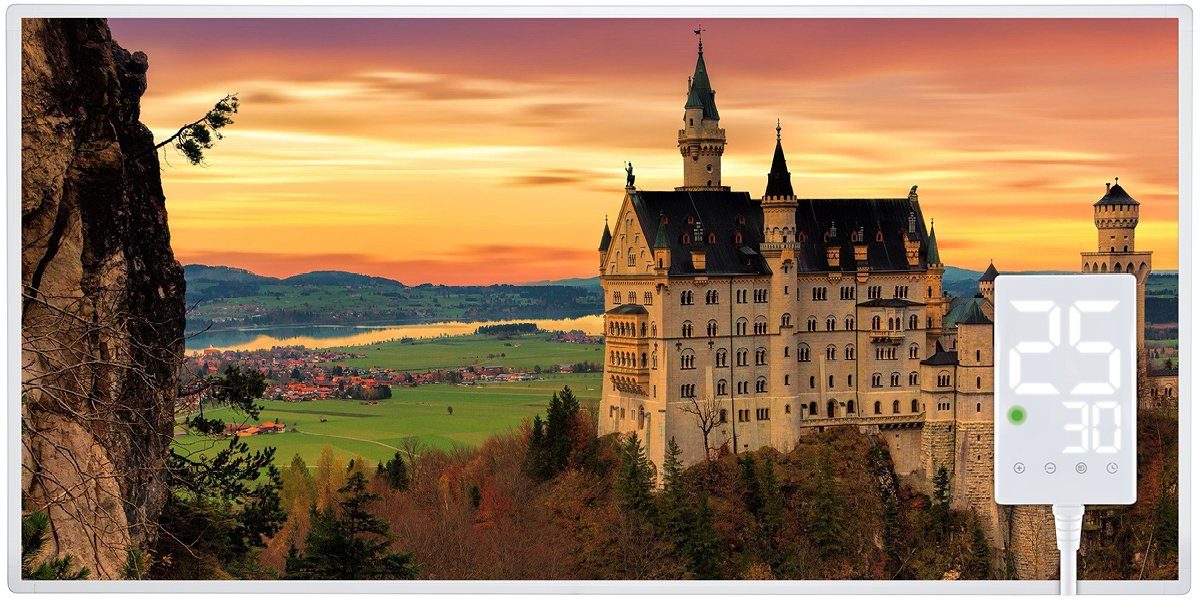 Heidenfeld Infrarotheizung HF-HP105 Neuschwanstein Elektroheizung mit Thermostat, 300 - 1000 W, Infrarotheizung, Infrarot Wand Bild, Heizkörper, Infrarot Heizung