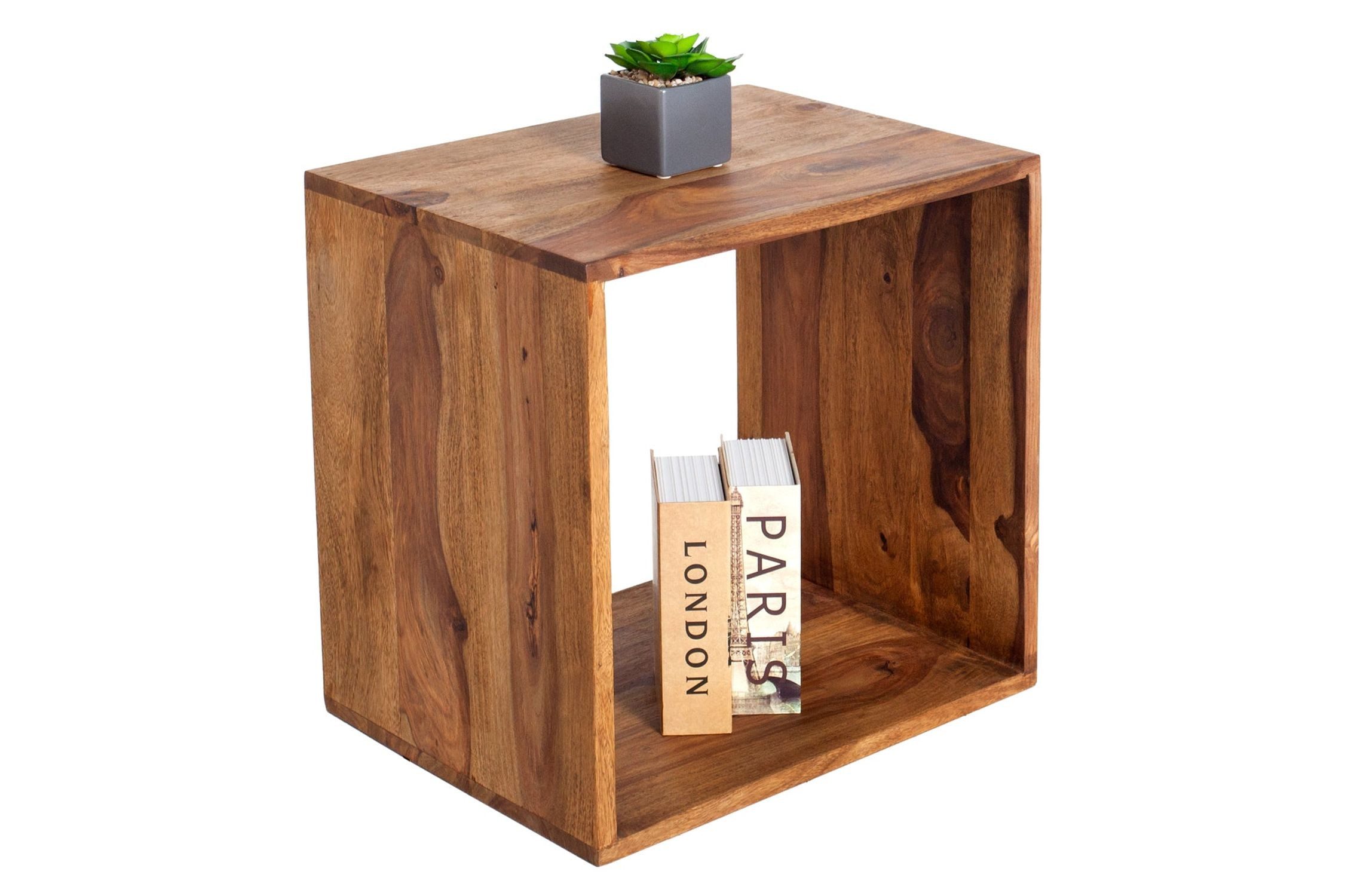 Licht-Erlebnisse Beistelltisch MAKASSAR, aus Holz in Natur 45 x 35 x 45 cm (LxBxH)