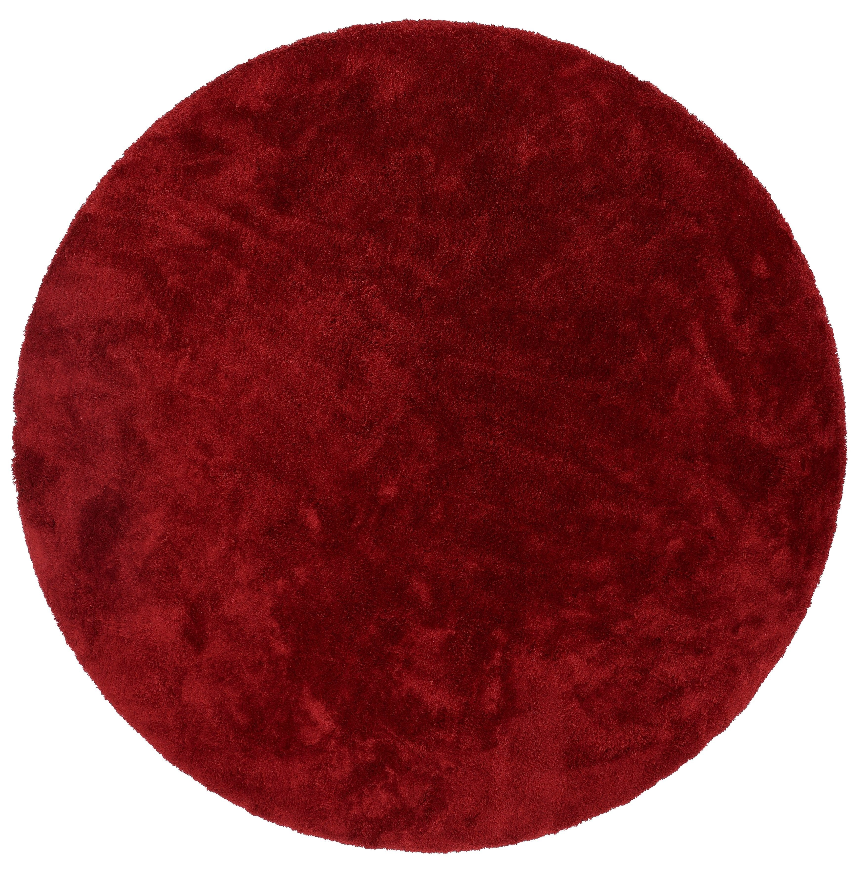 Hochflor-Teppich Microfaser Teppich Magong, my home, rund, Höhe: 25 mm, unifarben, weiche Teppiche, Wohnzimmer, Schlafzimmer, Kinderzimmer rot