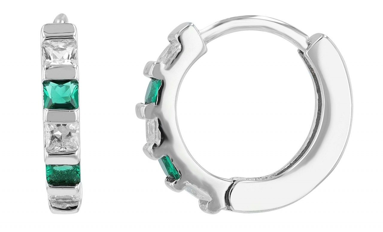Paar Creolen Damen Creolen aus 925 Sterling Silber und Zirkonia Ø 10 mm