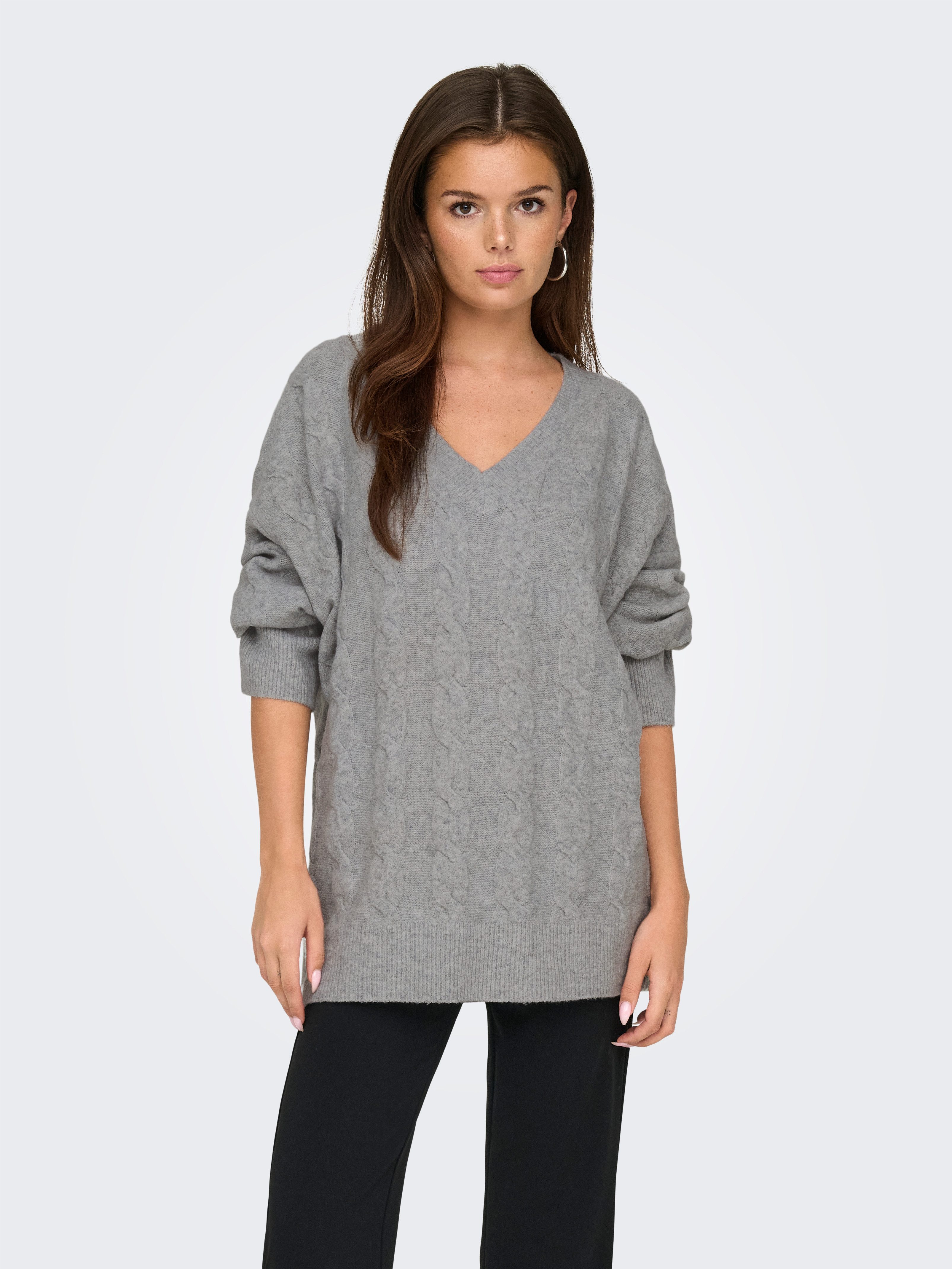 V-Ausschnitt-Pullover ONLJEANETT LIFE L/S CABLE V-NECK CC KNT