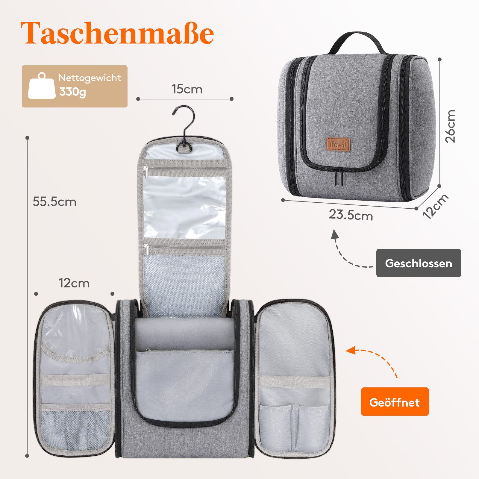 Lifewit Kulturbeutel Große Kulturbeutel, Tragbare Kulturtasche zum Aufhänge günstig online kaufen