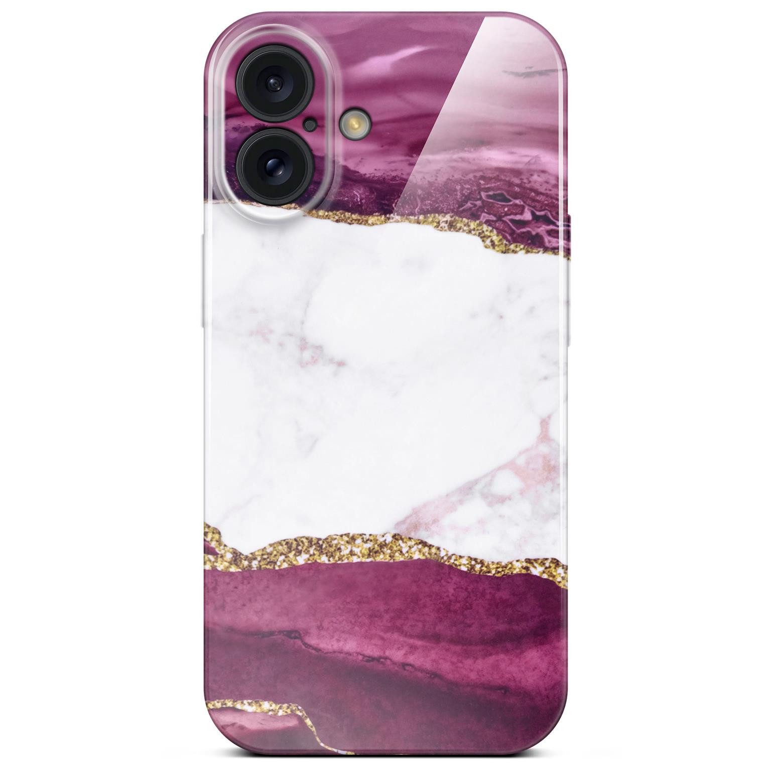 Handyhülle für iPhone 16 Hülle Marmor Bliss Cover Rot Weiß