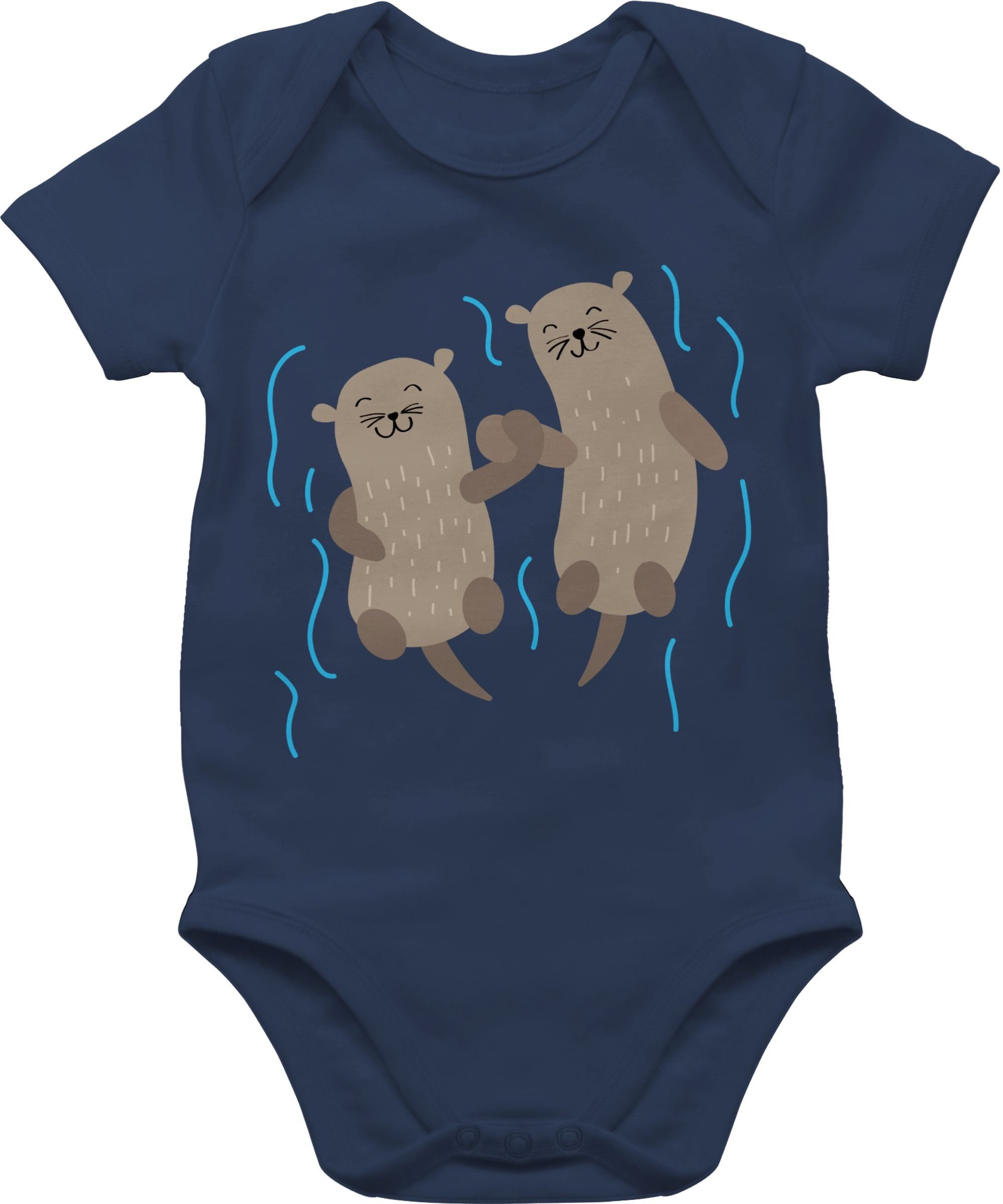 Shirtracer Shirtbody Süße Otter Tiermotiv Animal Print Baby 1 Navy Blau
