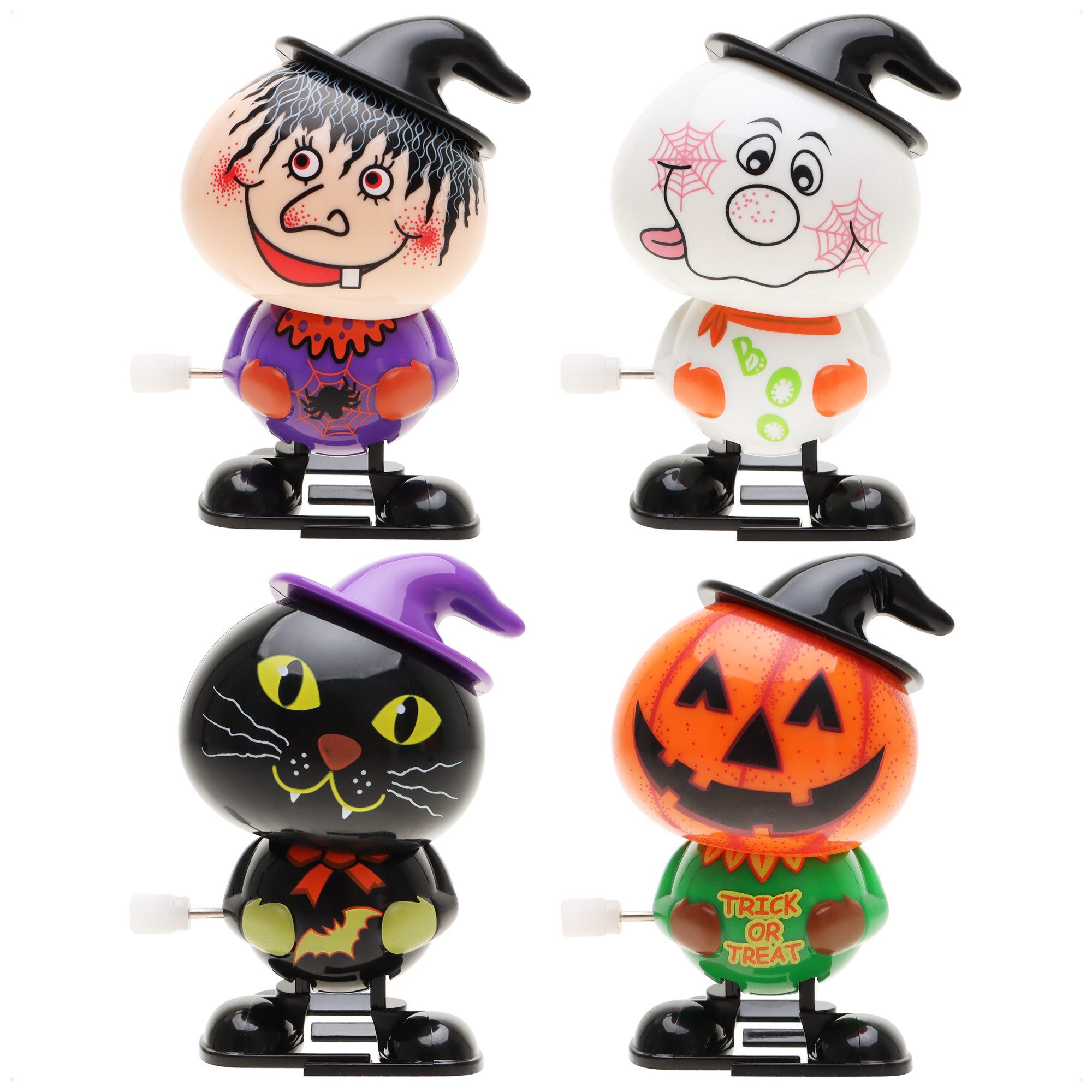 com-four Spielfigur Halloween Dekofiguren zum Aufziehen, (4-tlg), Halloween Dekoration