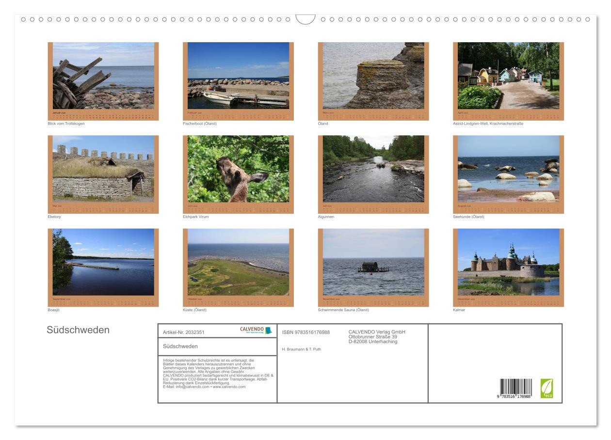 Thumbnail - CALVENDO Wandkalender Südschweden (Wandkalender 2026 DIN A2 quer), CALVENDO Monatskalender