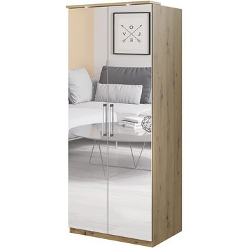 Lomadox Drehtürenschrank OLMO-83 Artisan Eiche Nb. mit Fronten in Hochglanz weiß 527/217/63 cm