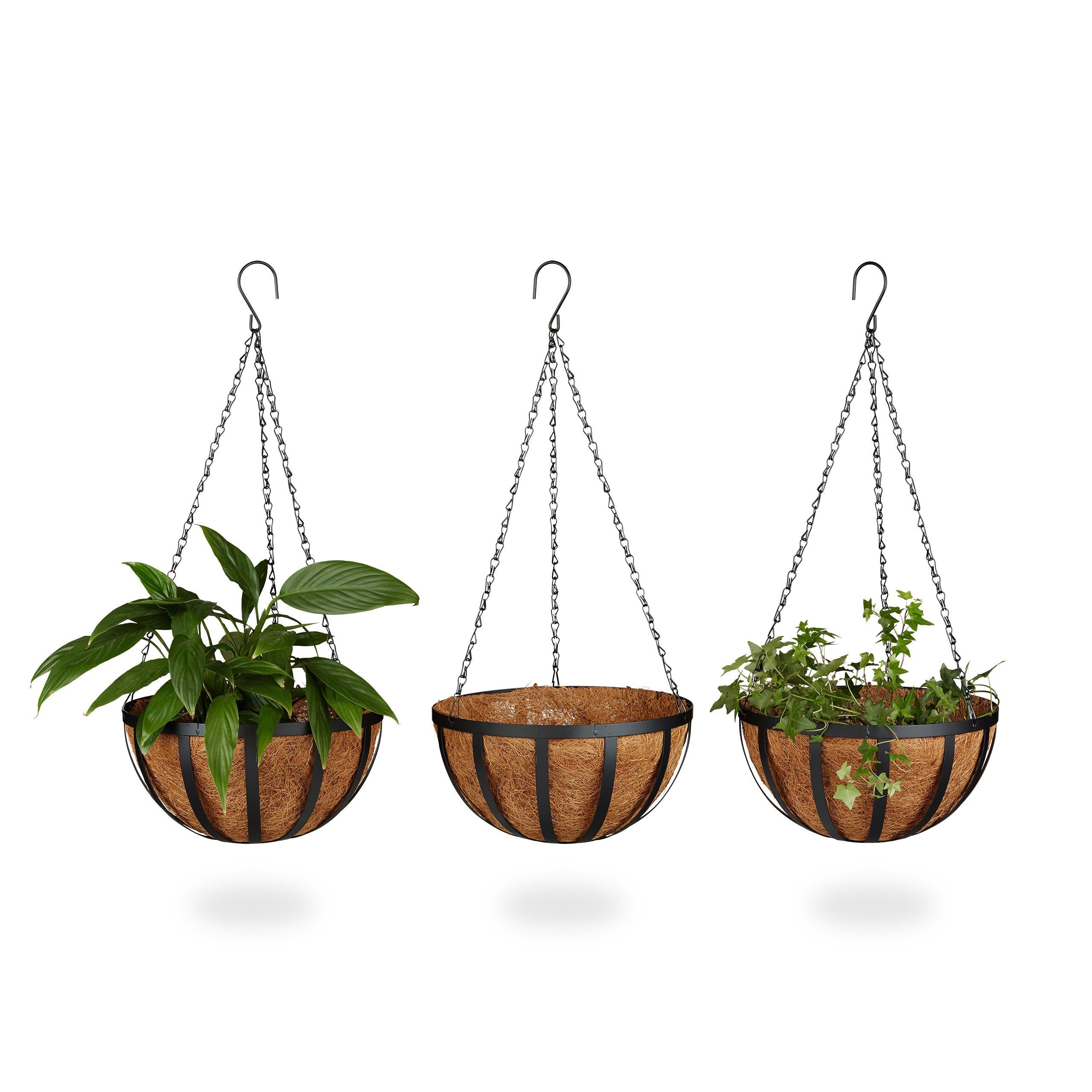 relaxdays Blumenampel 3er-Set 30 cm (3 St)