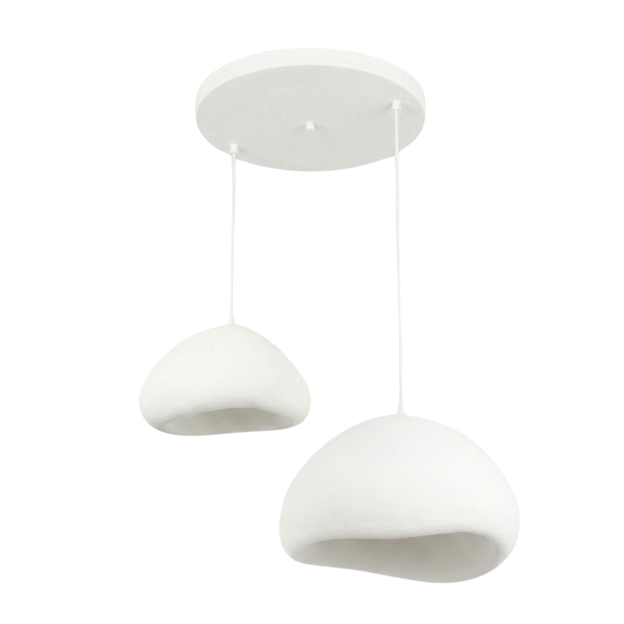 Opviq Kronleuchter Design Leuchte, Höhenverstellbar 55 und 115, Abhängig vom Leuchtmittel, Design Pendelleuchte Weiß – Fiberglas-– 1-, 2- oder 3-flammig wählbar