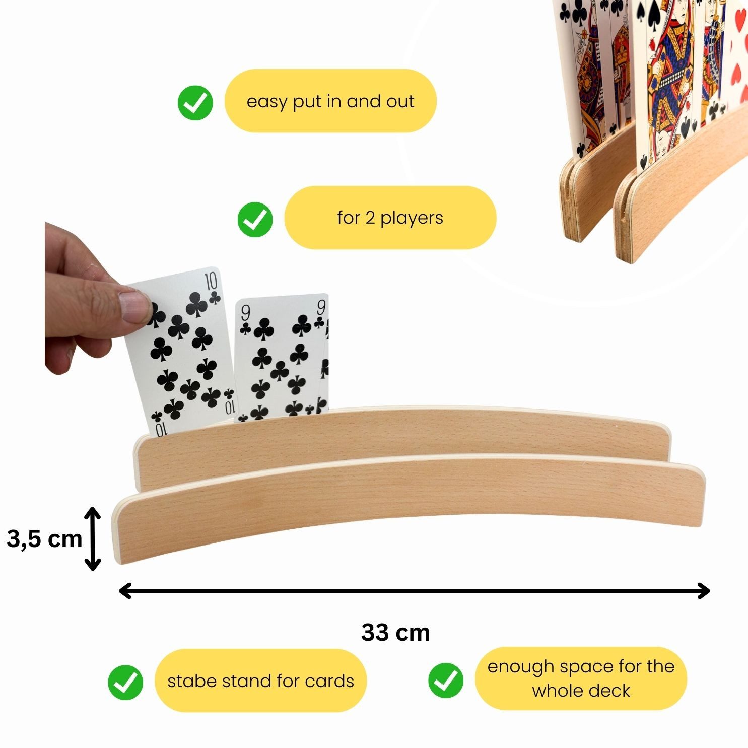 GICO Spielesammlung GICO Kartenhalter Spielkartenhalter aus Holz L 33 cm 2er Set-7956