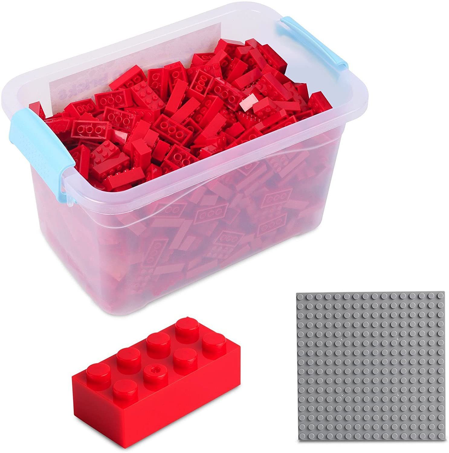 Herstellern Platte Set), Box-Set Steinen allen 520 Farben Katara + mit + Konstruktionsspielsteine zu verschiedene Bausteine rot - (3er Box, Anderen Kompatibel