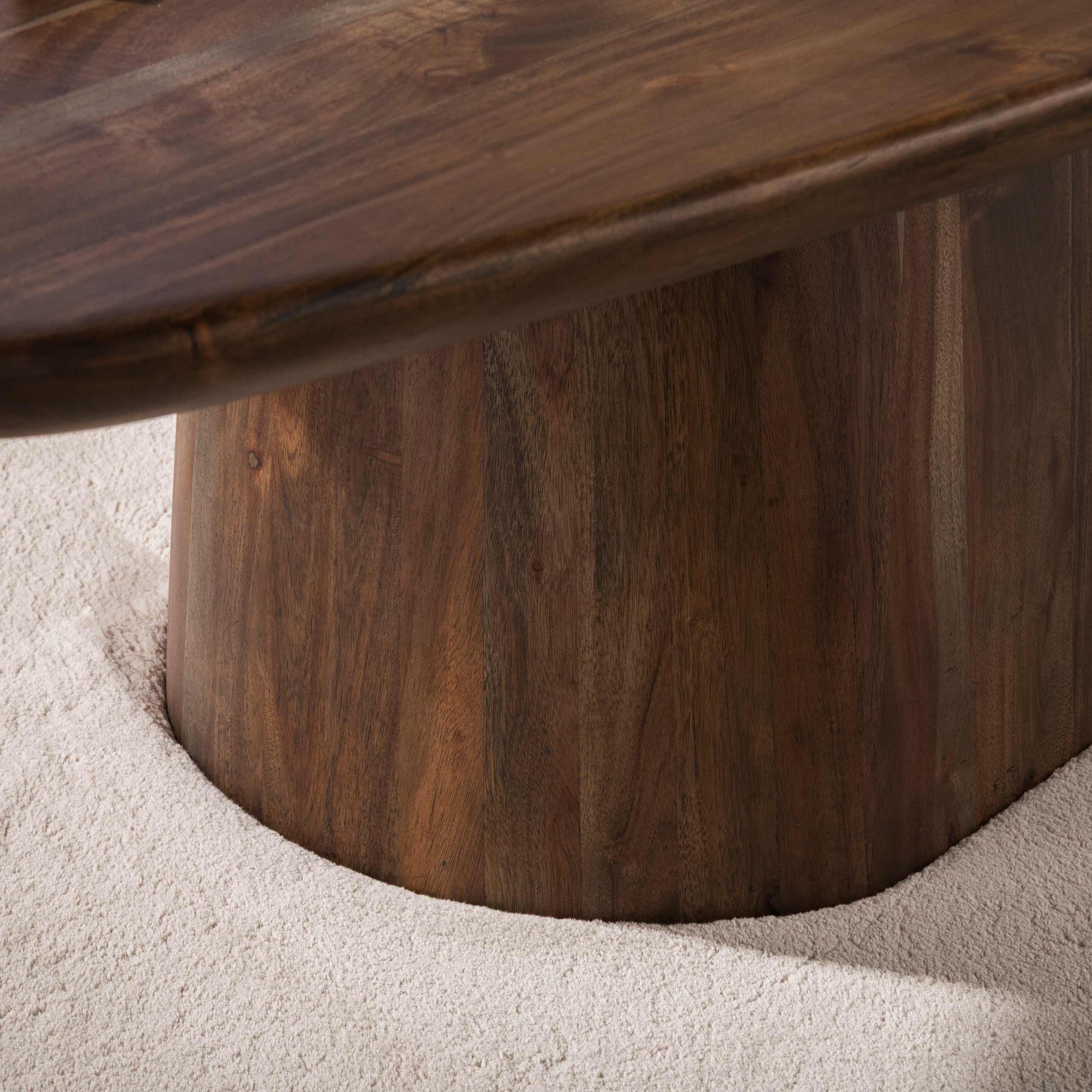 alesvelt Couchtisch CENTRAL Ovaler Massivholz-Tisch mit zentralem Säulenfuß (1-Tisch), 135x70x41,5cm – Bild 5 von 5