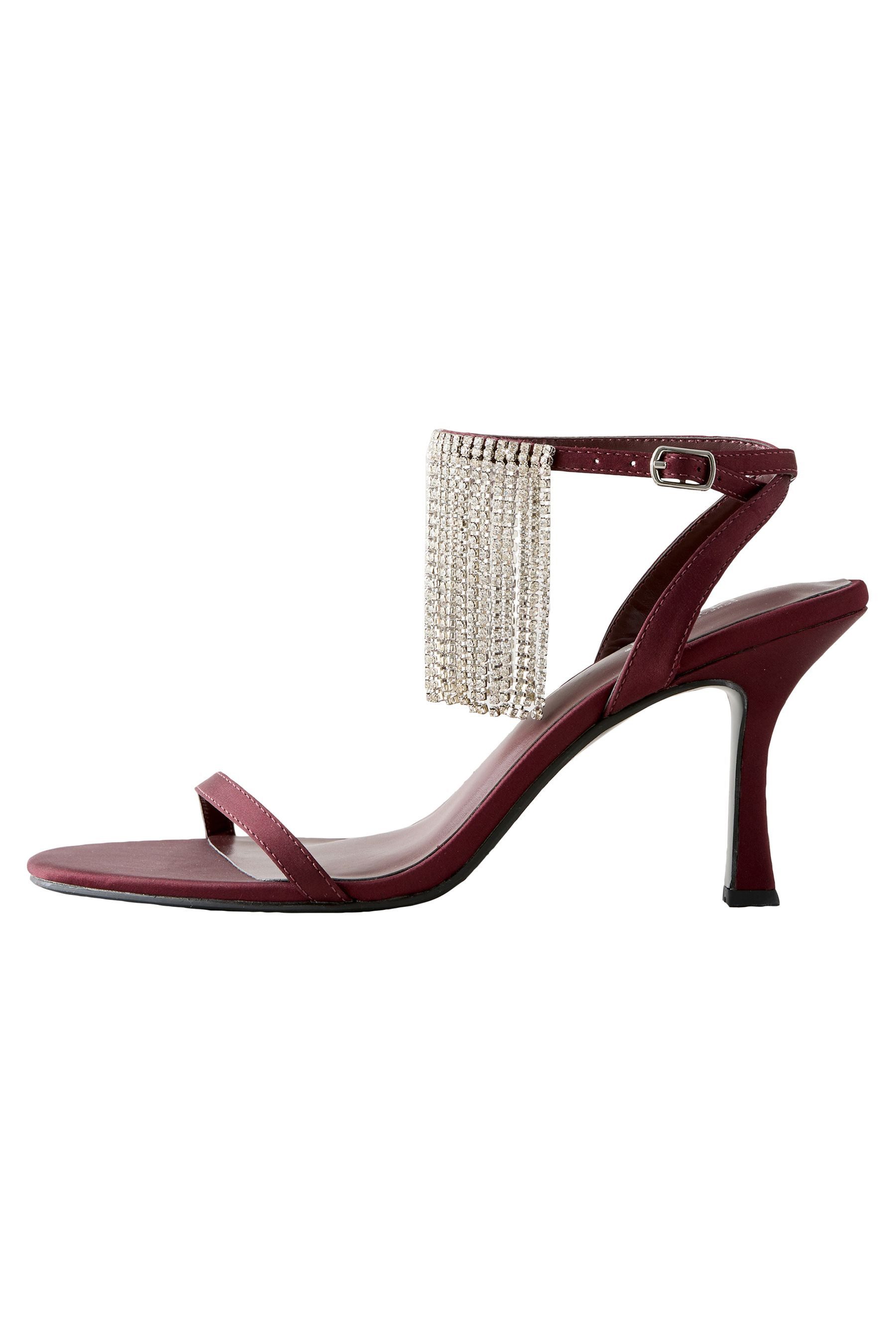 Next Forever Comfort® Satin-Sandaletten mit Fransen High-Heel-Sandalette – Bild 2 von 5