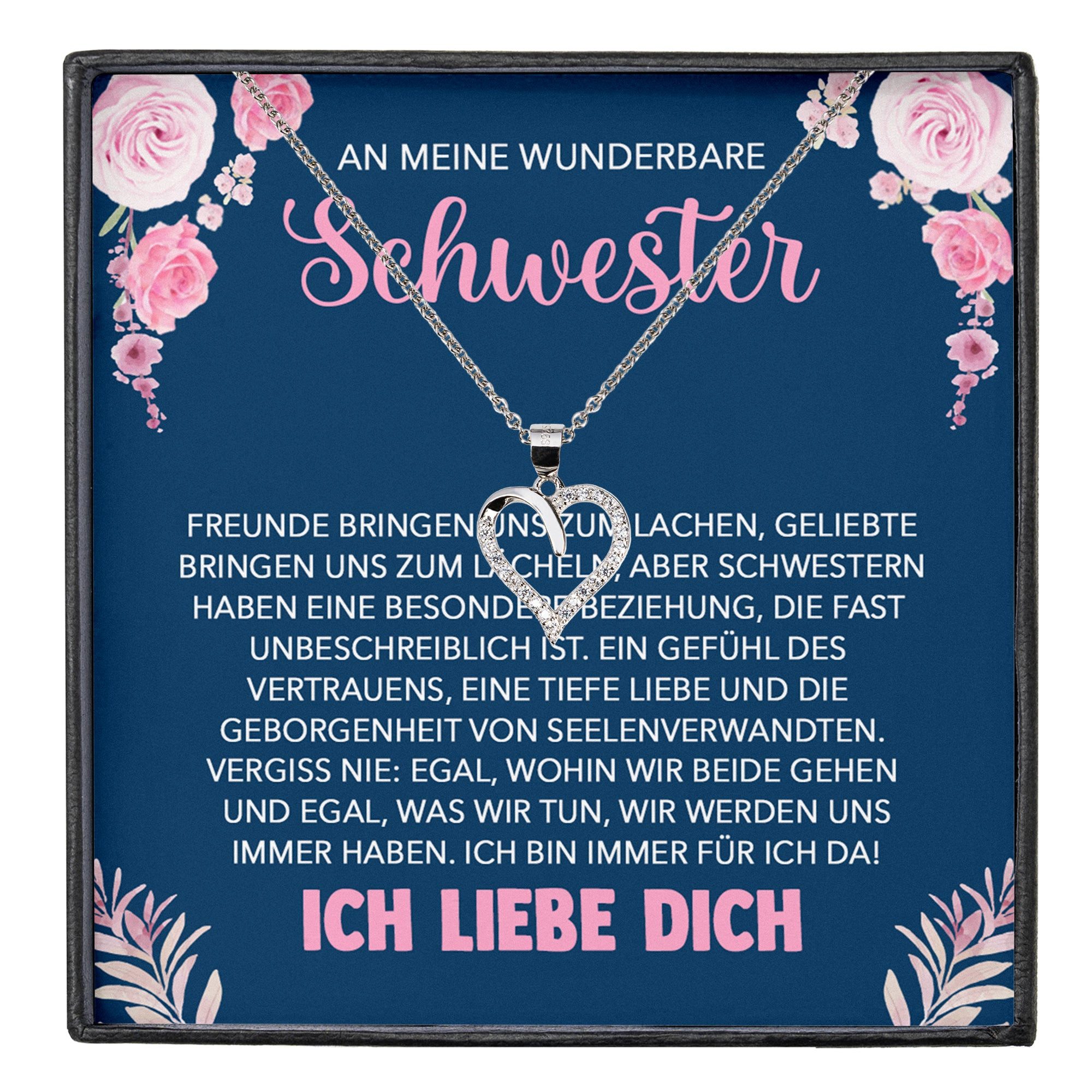 Schmuckset An Meine Schwester Geschenk Frauen Mädchen Herz Halskette Geschwister