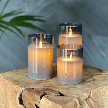 Intirilife LED-Kerze (3-tlg), 3x Kerzen flammenlose LED Kerzen aus Wachs im Glas