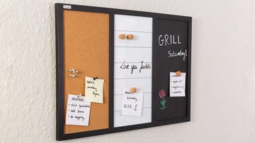 ALLboards Magnettafel 3-in-1-Kombitafel: Whiteboard, Kreide (magnetisch) und Kork, 60×40 cm