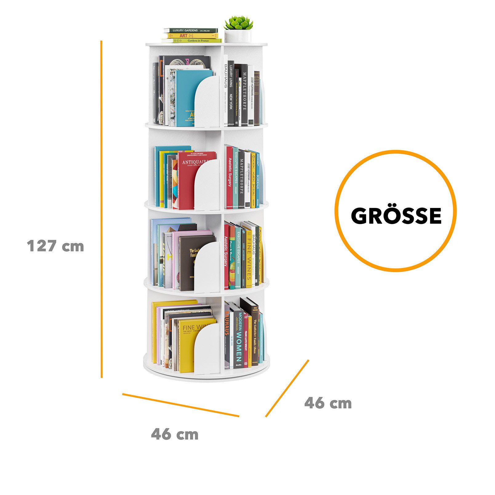 SpaceAid Bücherregal Drehbares 360°-Bücherregal mit 4 günstig online kaufen