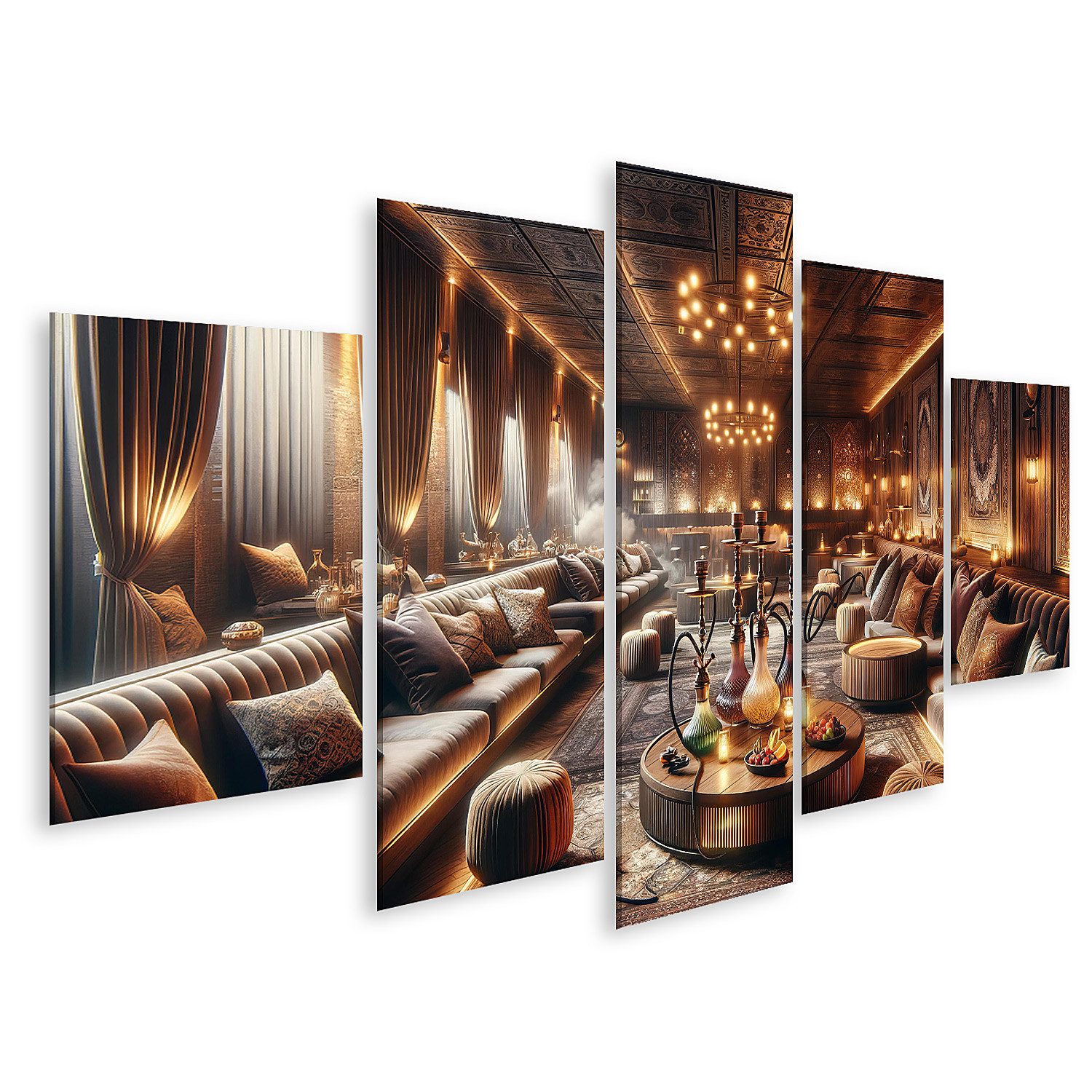 islandburner Leinwandbild Einladende Shisha Lounge mit modernem und gemütlichem Ambiente