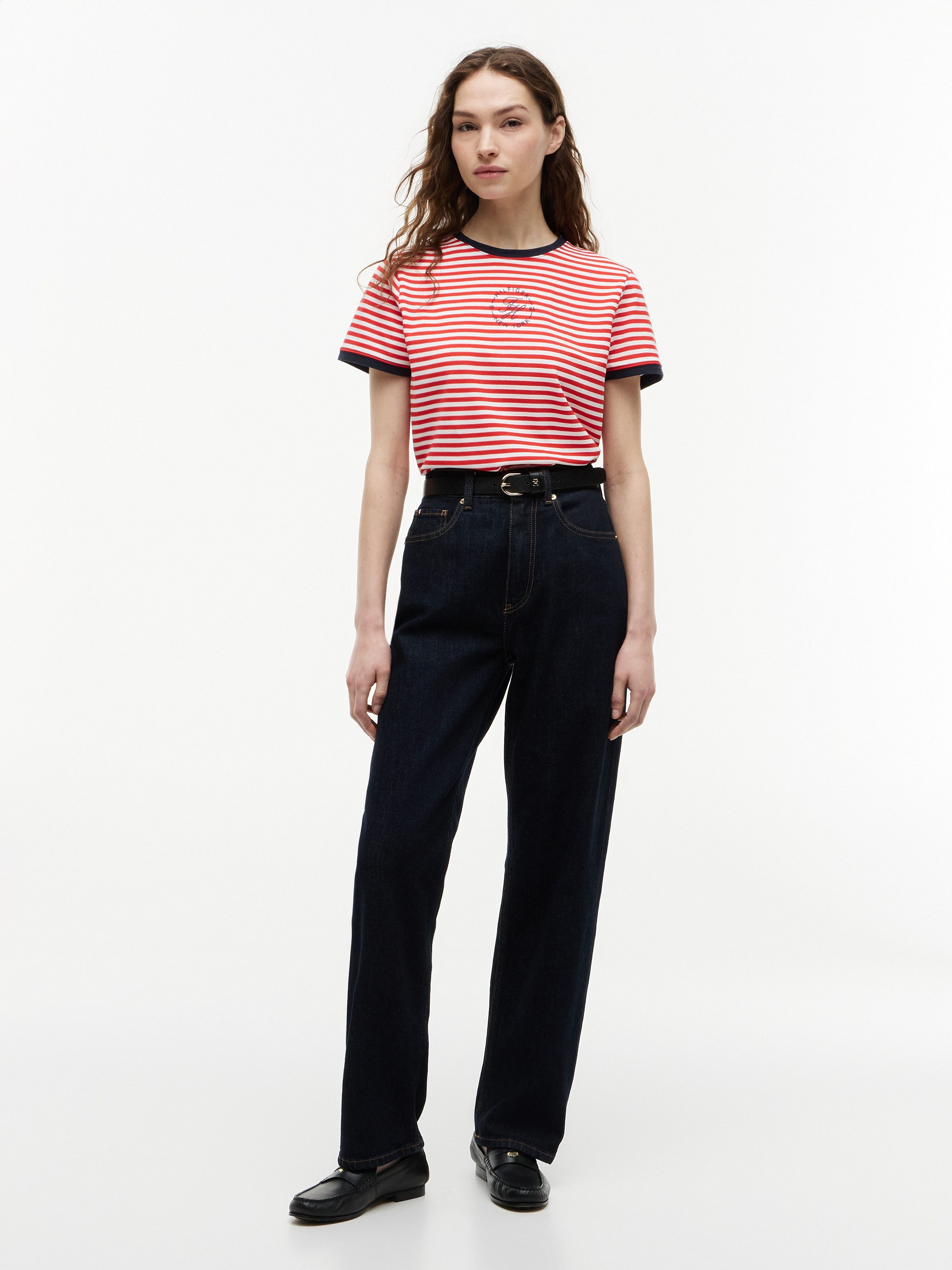 Tommy Hilfiger Kurzarmshirt TH ROUNDAL REG C-NK SS TEE mit kontrastfarbenen Bündchen – Bild 4 von 5