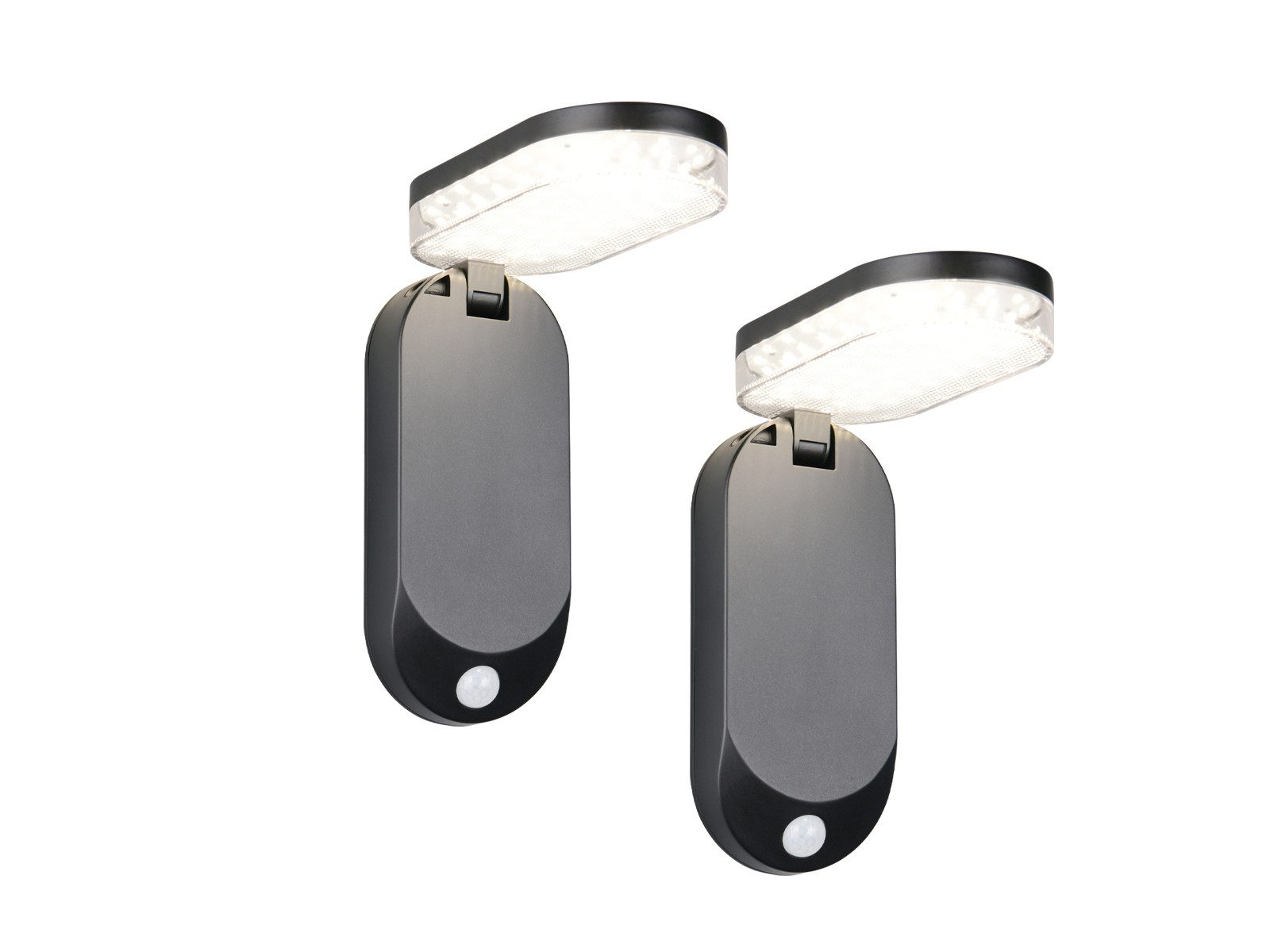 Reality Leuchten LED Solarleuchte, Bewegungsmelder, LED fest integriert, Neutralweiß, 2er Set Außen-Wandleuchte mit Dauerlicht (35lm), Solarlicht schwenkbar