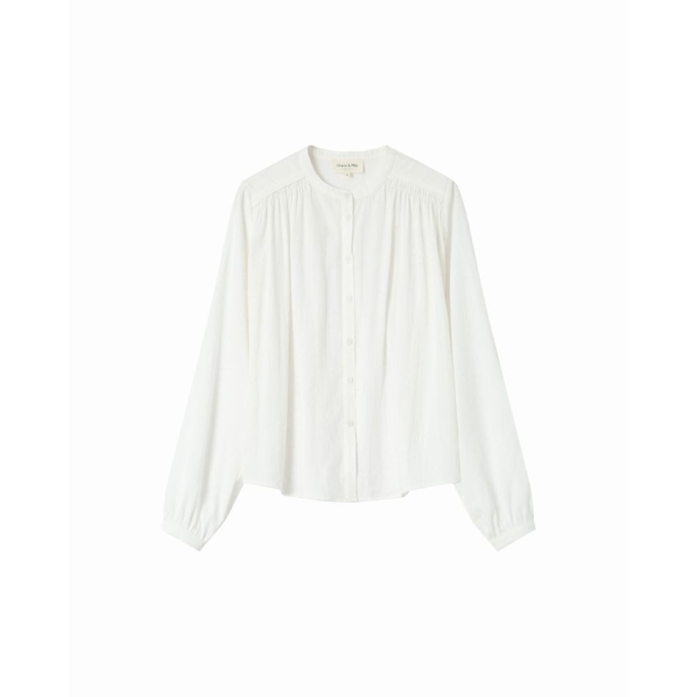 Grace & Mila Langarmbluse Ruched straight blouse SAVANNAH - Damenbluse - Bluse
