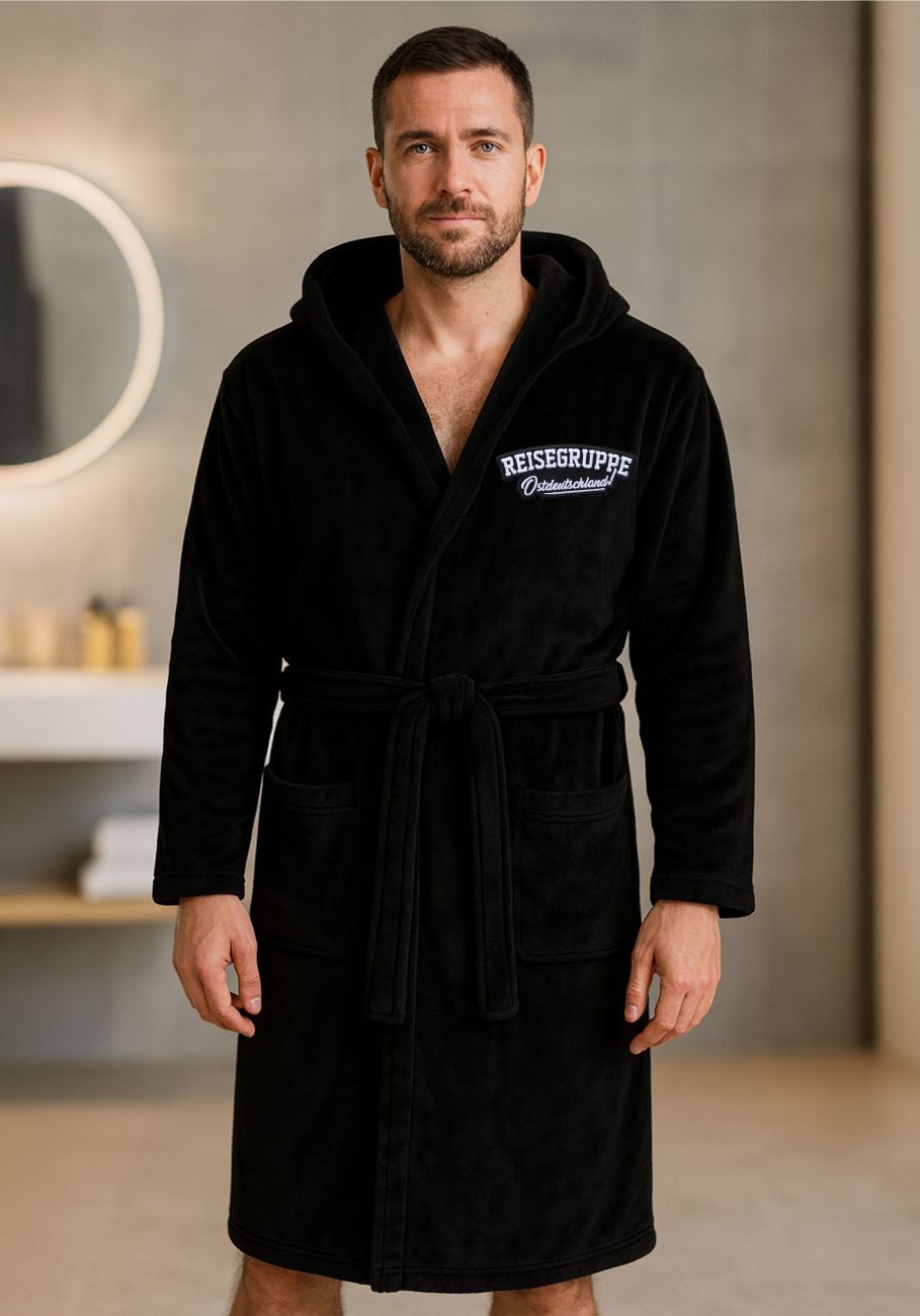 deinshirt Bademantel Reisegruppe Ostdeutschland, lange Länge, 100% Polyeste günstig online kaufen
