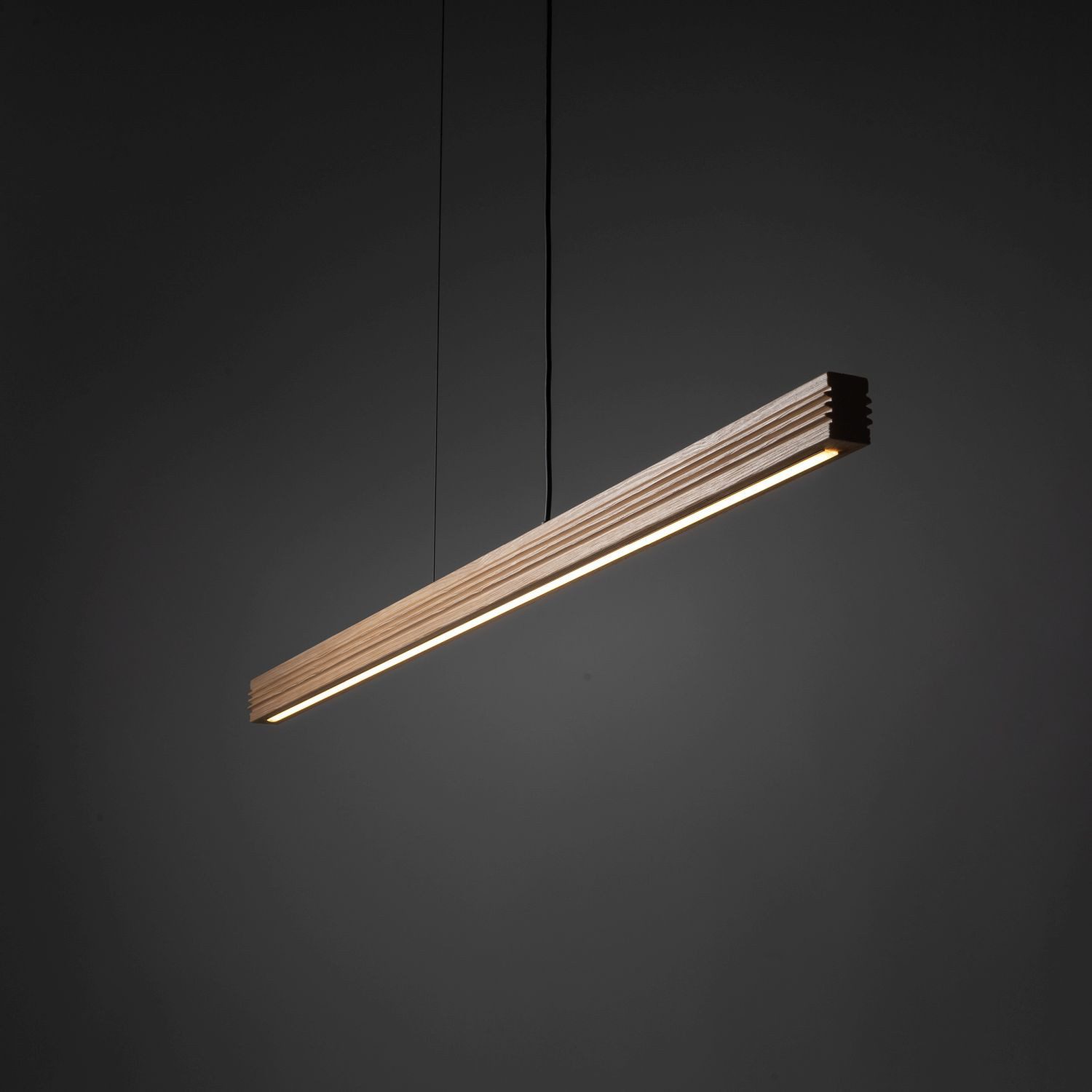 Licht-Erlebnisse Pendelleuchte LISCA, LED fest integriert, Warmweiß, Metall Holz LED H: max. 140 cm Schwarz Kiefer länglich 3000 K 1400 lm