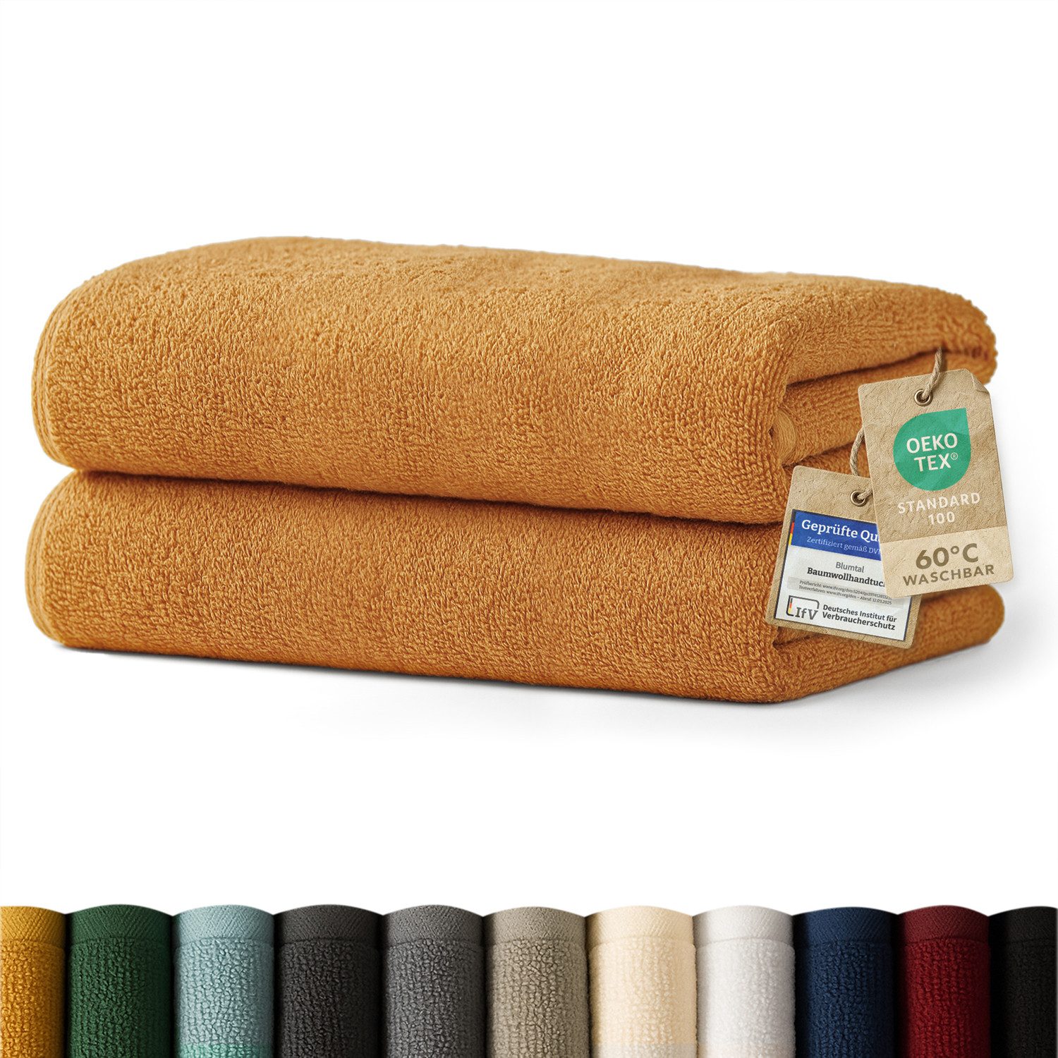 Blumtal Badetücher 2er-Set Premium Frottier-Badetuch in 70x140cm, 100% Baumwolle, Baumwolle (2X (70x140 cm), 2-St), Oeko-TEX zertifiziertes Badetuch - saugstarkes Frottiertücher Set