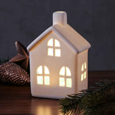 MARELIDA LED Dekolicht »LED Haus Lichthaus Dekohaus Leuchthaus H: 15,5cm inkl. Batterie für Innen weiß«