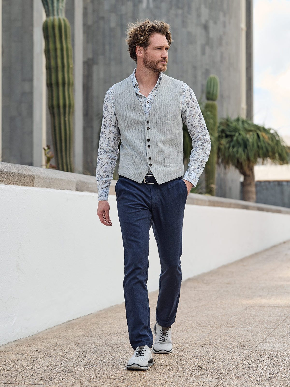 Engbers Anzugweste Herren Sakko-Weste slim fit, Silbergrau